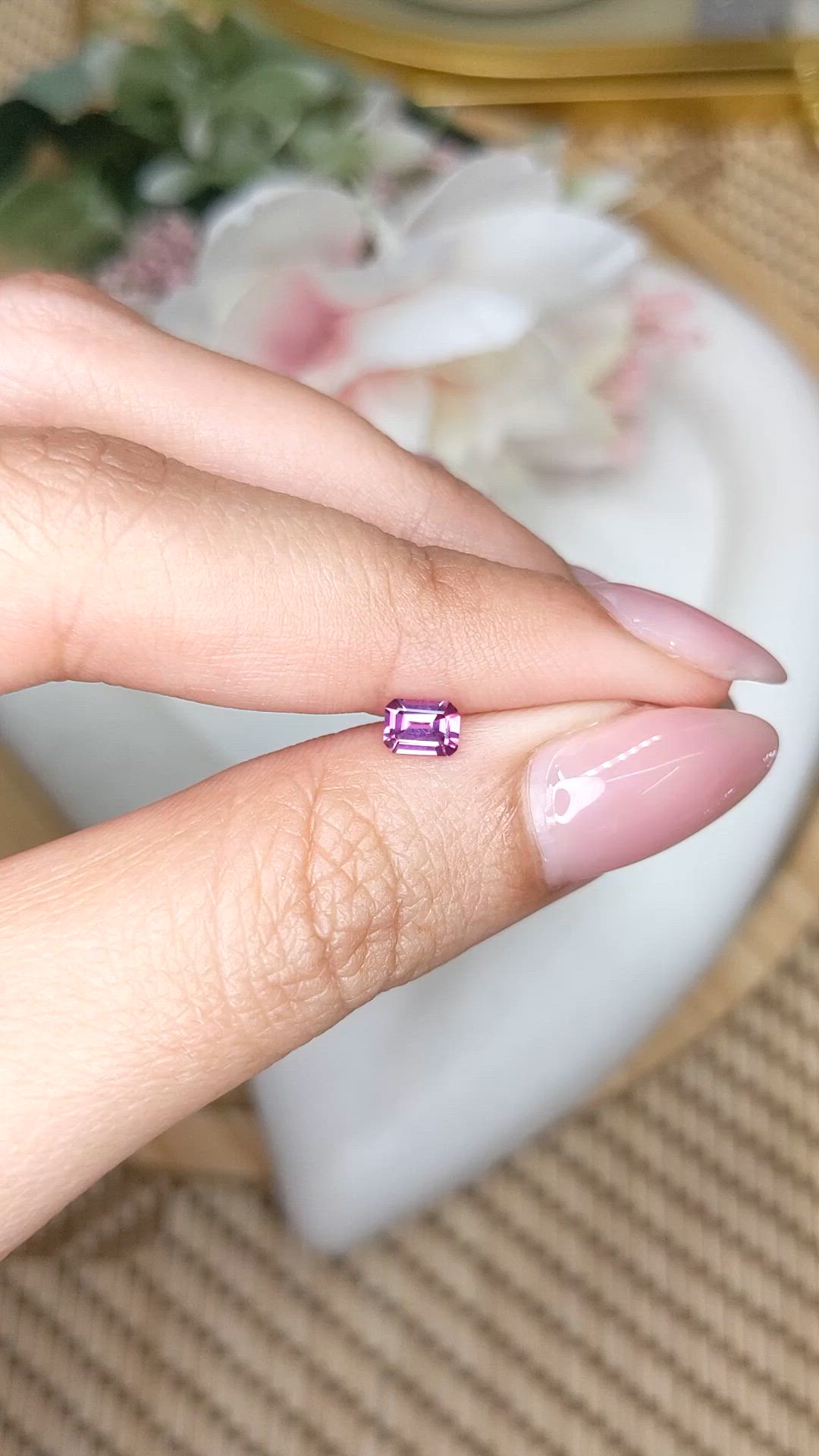 0.39 Ct. Pinkish Purple Rhodolite Garnet from Ceylon (Sri Lanka) Size Video