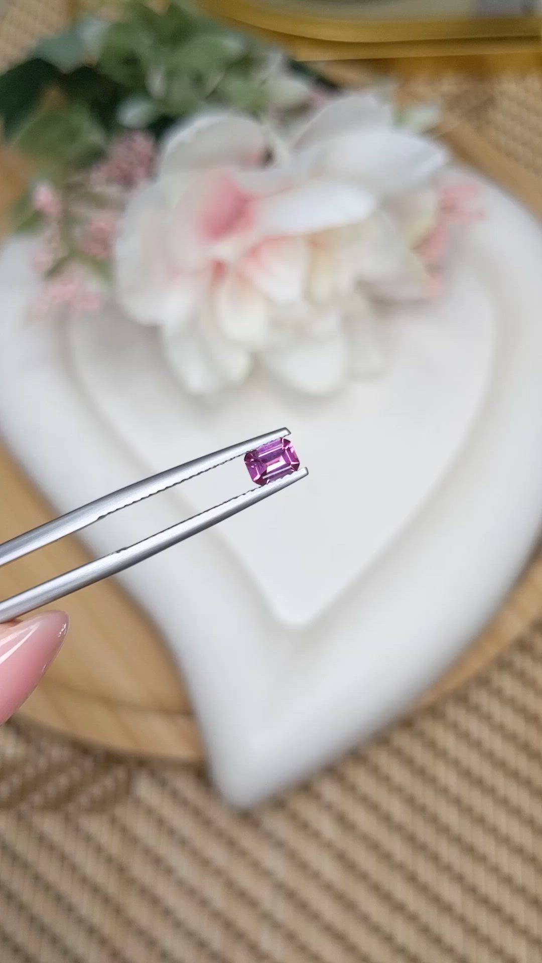 0.39 Ct. Pinkish Purple Rhodolite Garnet from Ceylon (Sri Lanka) Size Video