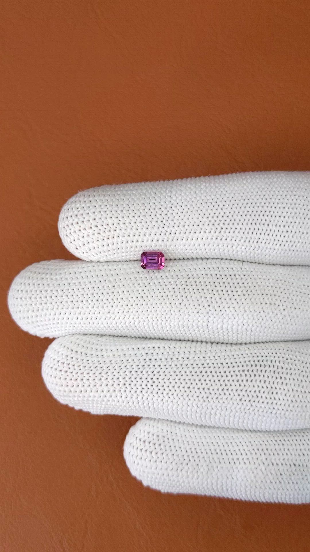 0.39 Ct. Pinkish Purple Rhodolite Garnet from Ceylon (Sri Lanka) Size Video