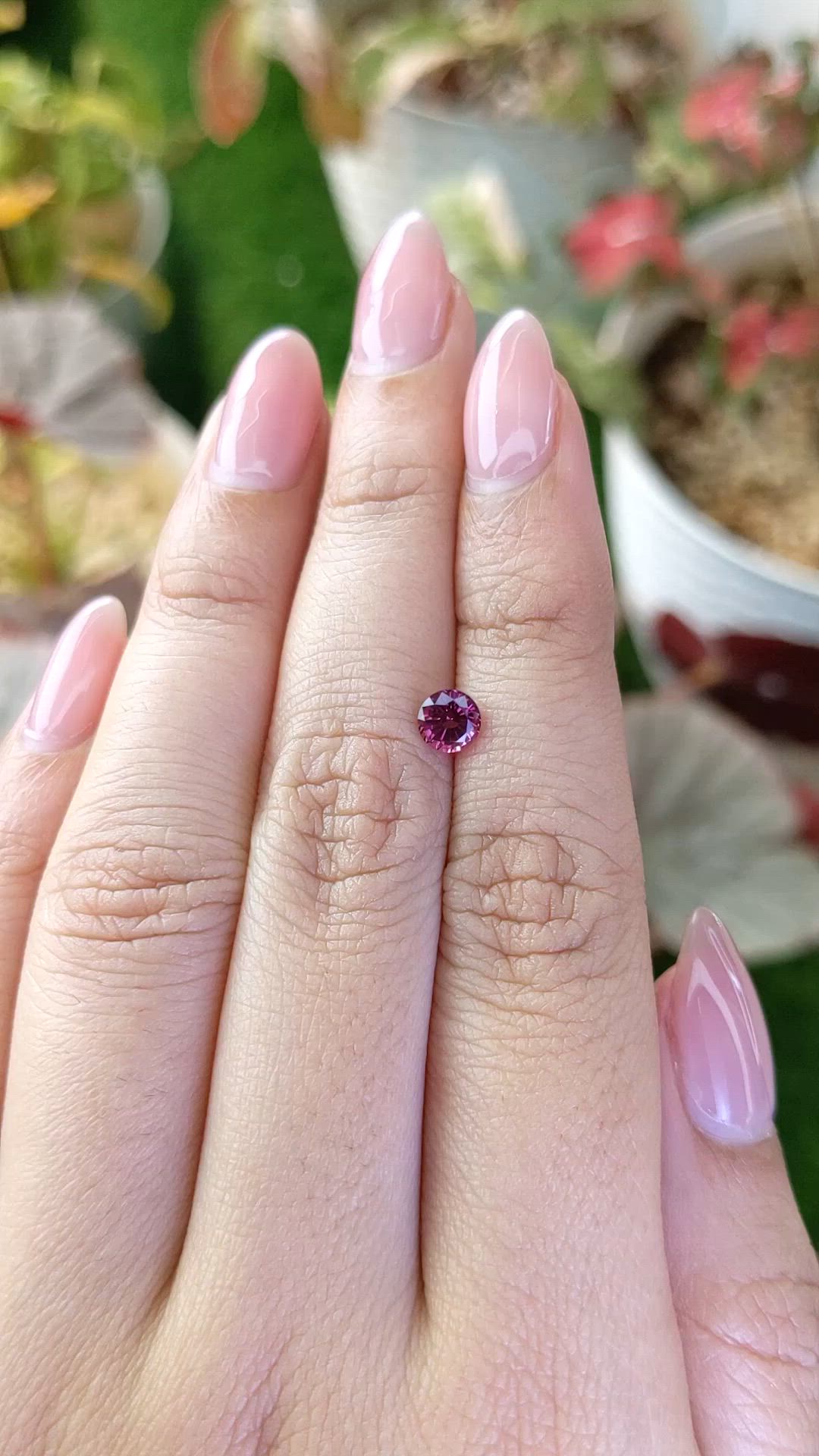 0.65 Ct. Purplish Pink Rhodolite Garnet from Ceylon (Sri Lanka) Size Video