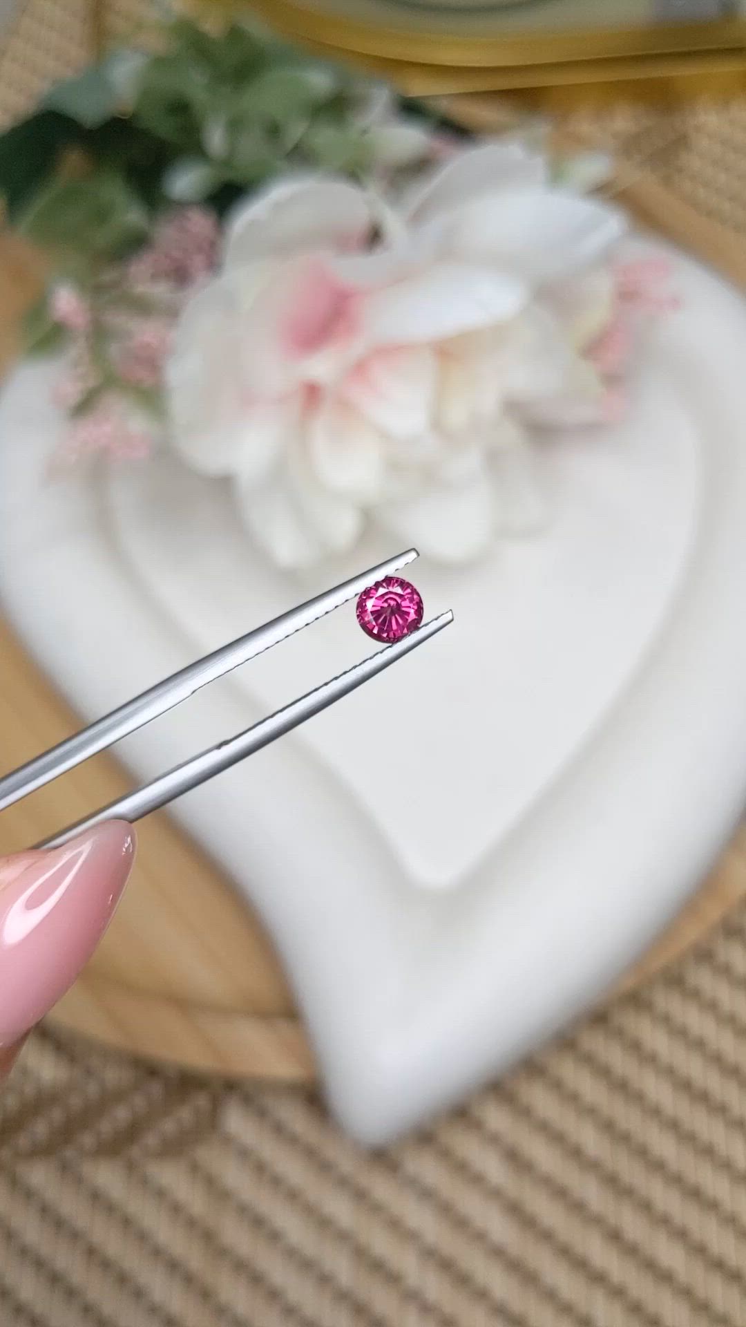 0.65 Ct. Purplish Pink Rhodolite Garnet from Ceylon (Sri Lanka) Size Video