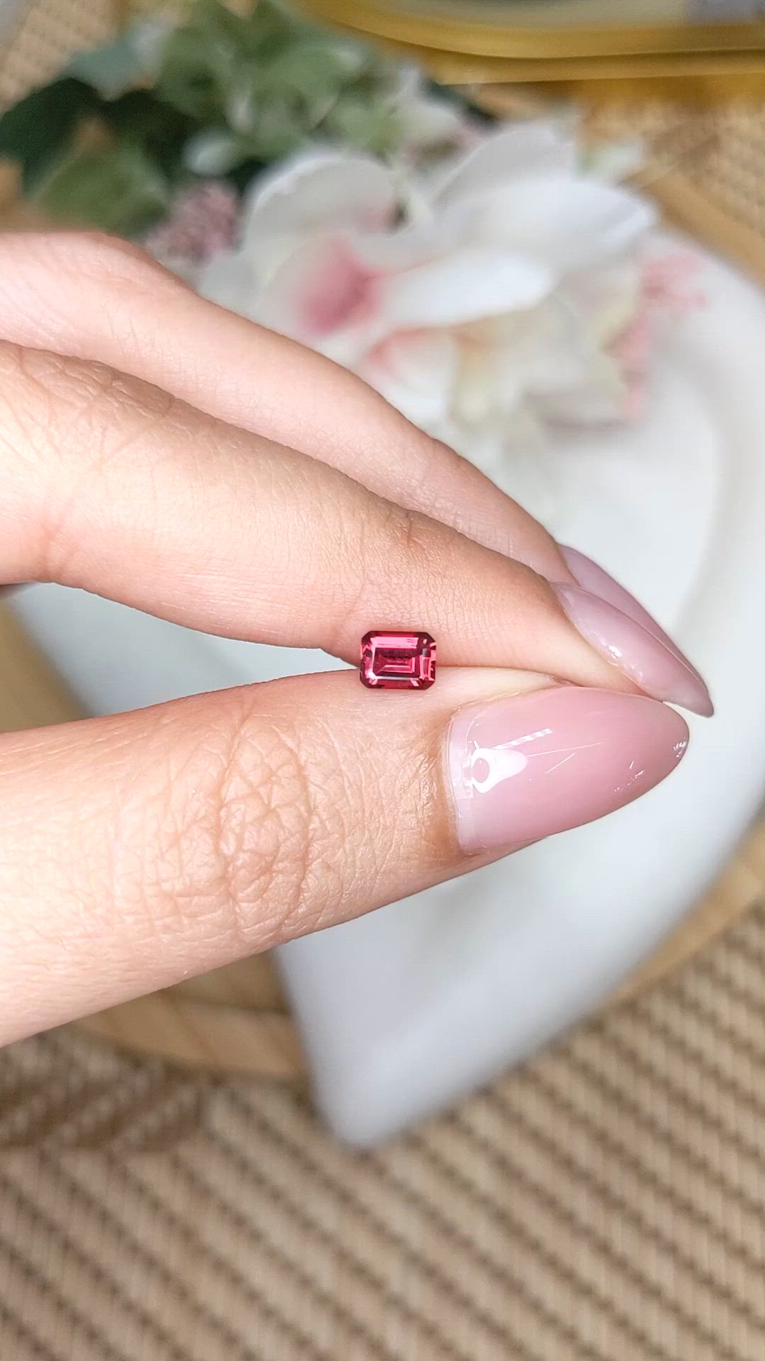 0.59 Ct. Orangish Red Garnet from Ceylon (Sri Lanka) Size Video
