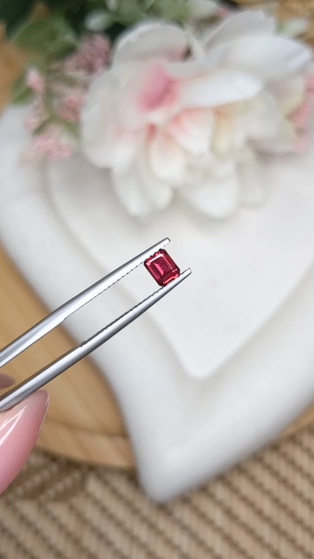 0.59 Ct. Orangish Red Garnet from Ceylon (Sri Lanka) Size Video