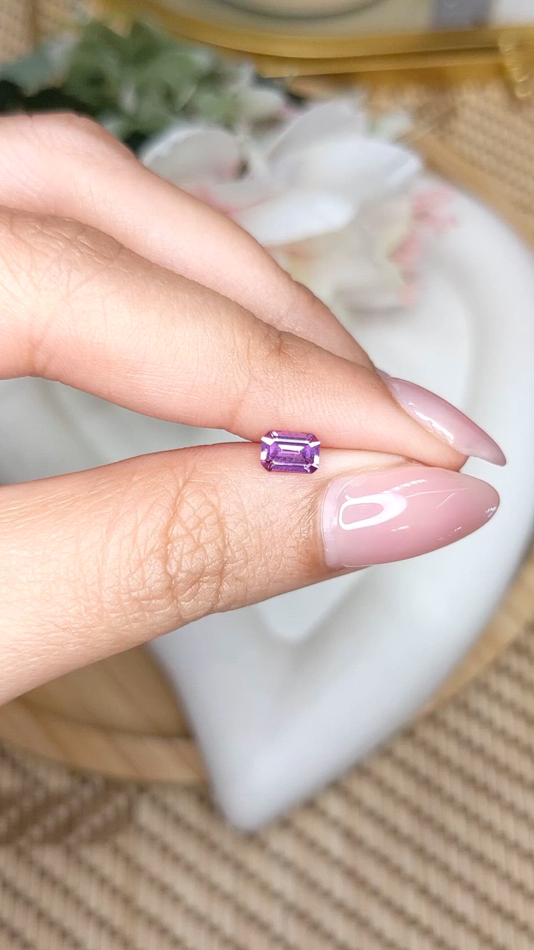 0.59 Ct. Pinkish Purple Rhodolite Garnet from Ceylon (Sri Lanka) Size Video