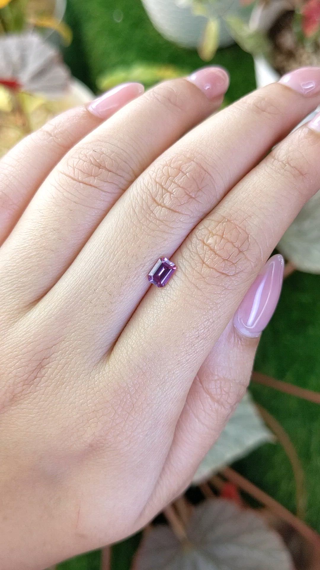 0.59 Ct. Pinkish Purple Rhodolite Garnet from Ceylon (Sri Lanka) Size Video