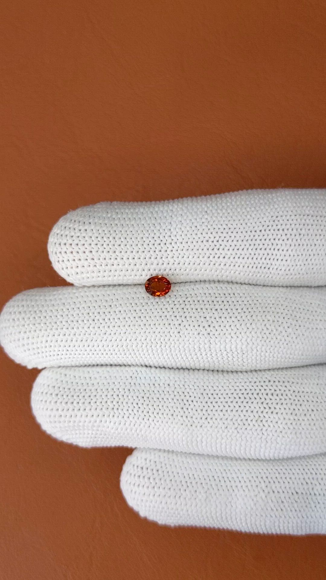 0.41 Ct. Reddish Orange Hessonite Garnet from Madagascar Size Video