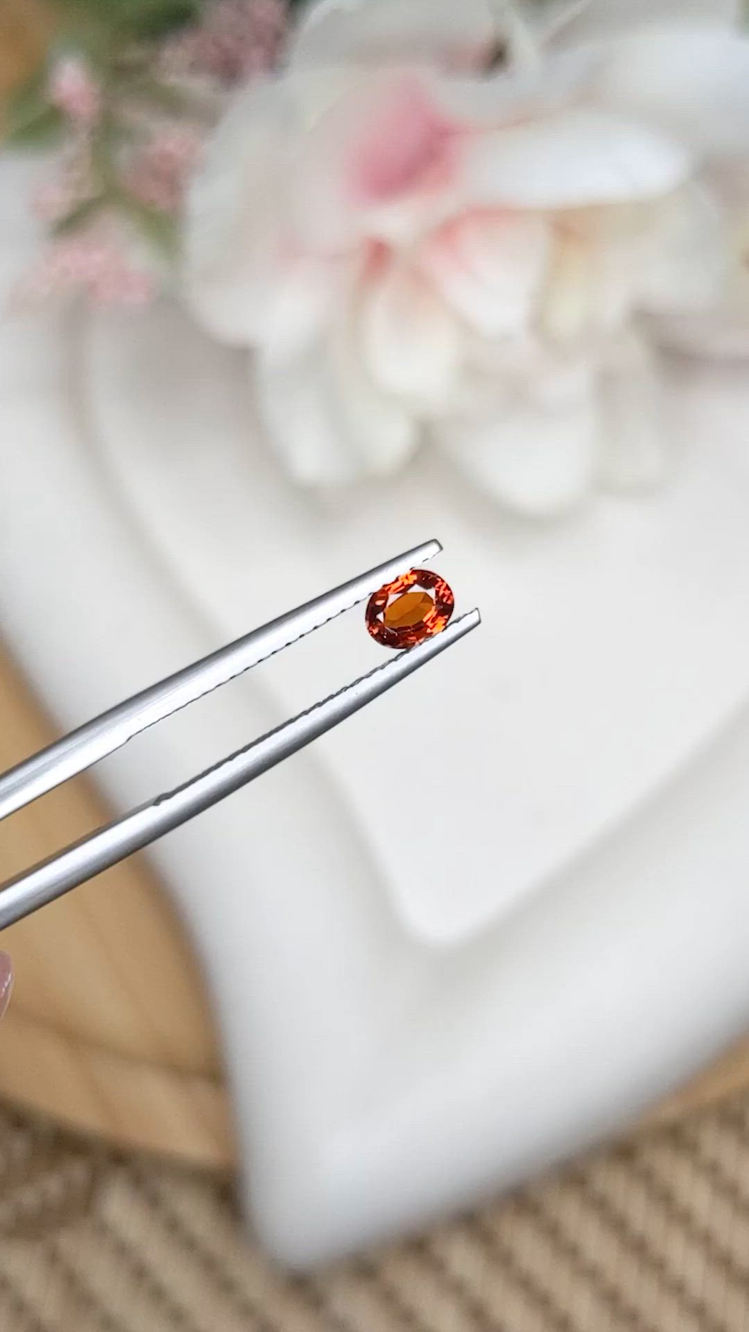 0.41 Ct. Reddish Orange Hessonite Garnet from Madagascar Size Video
