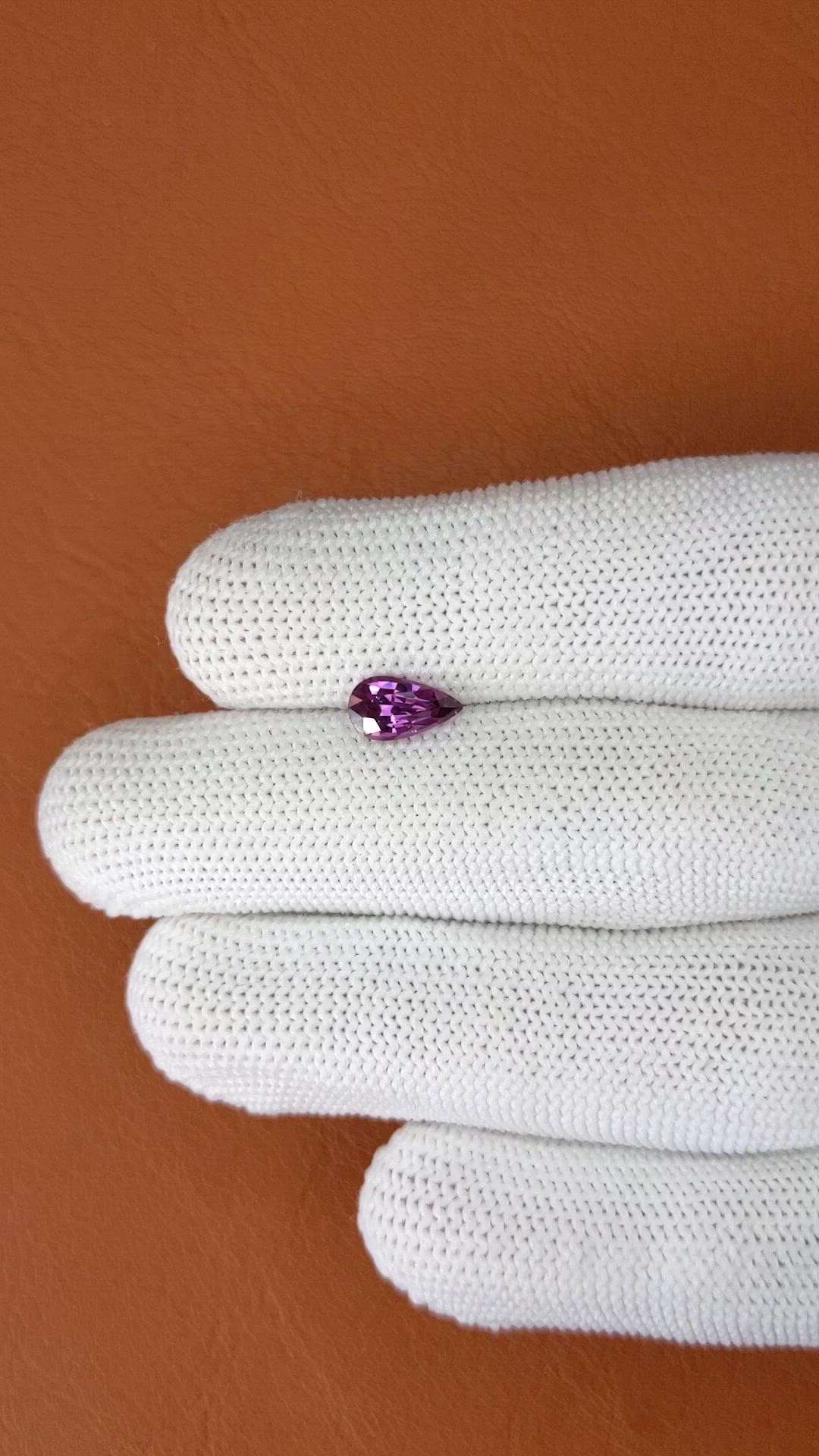 1.03 Ct. Pinkish Purple Rhodolite Garnet from Ceylon (Sri Lanka) Size Video
