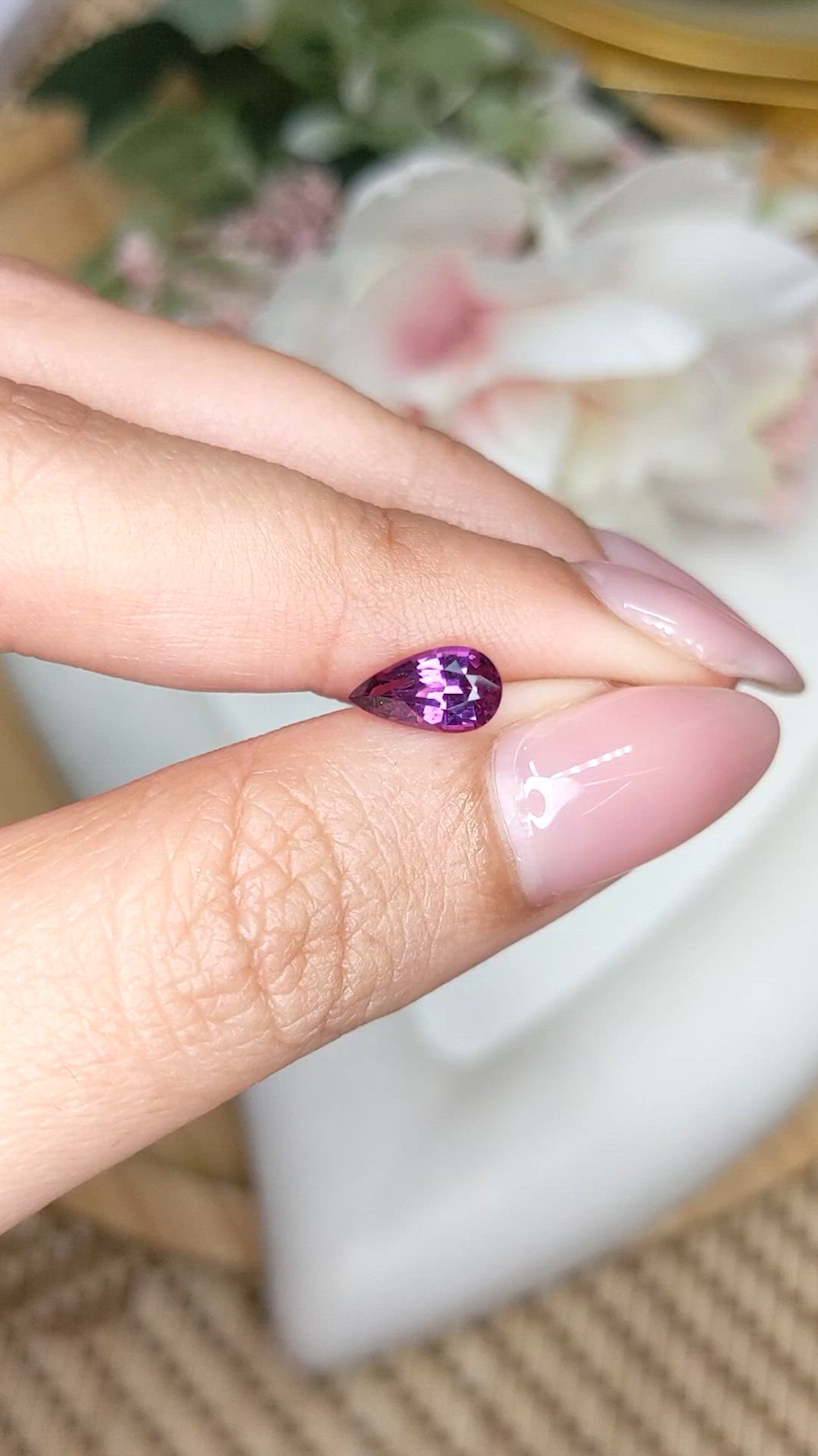 1.03 Ct. Pinkish Purple Rhodolite Garnet from Ceylon (Sri Lanka) Size Video