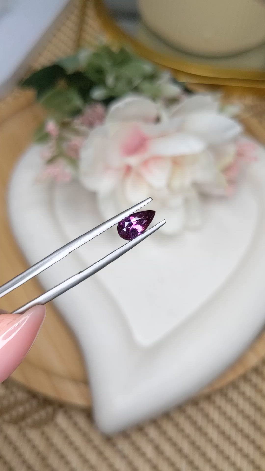 1.03 Ct. Pinkish Purple Rhodolite Garnet from Ceylon (Sri Lanka) Size Video