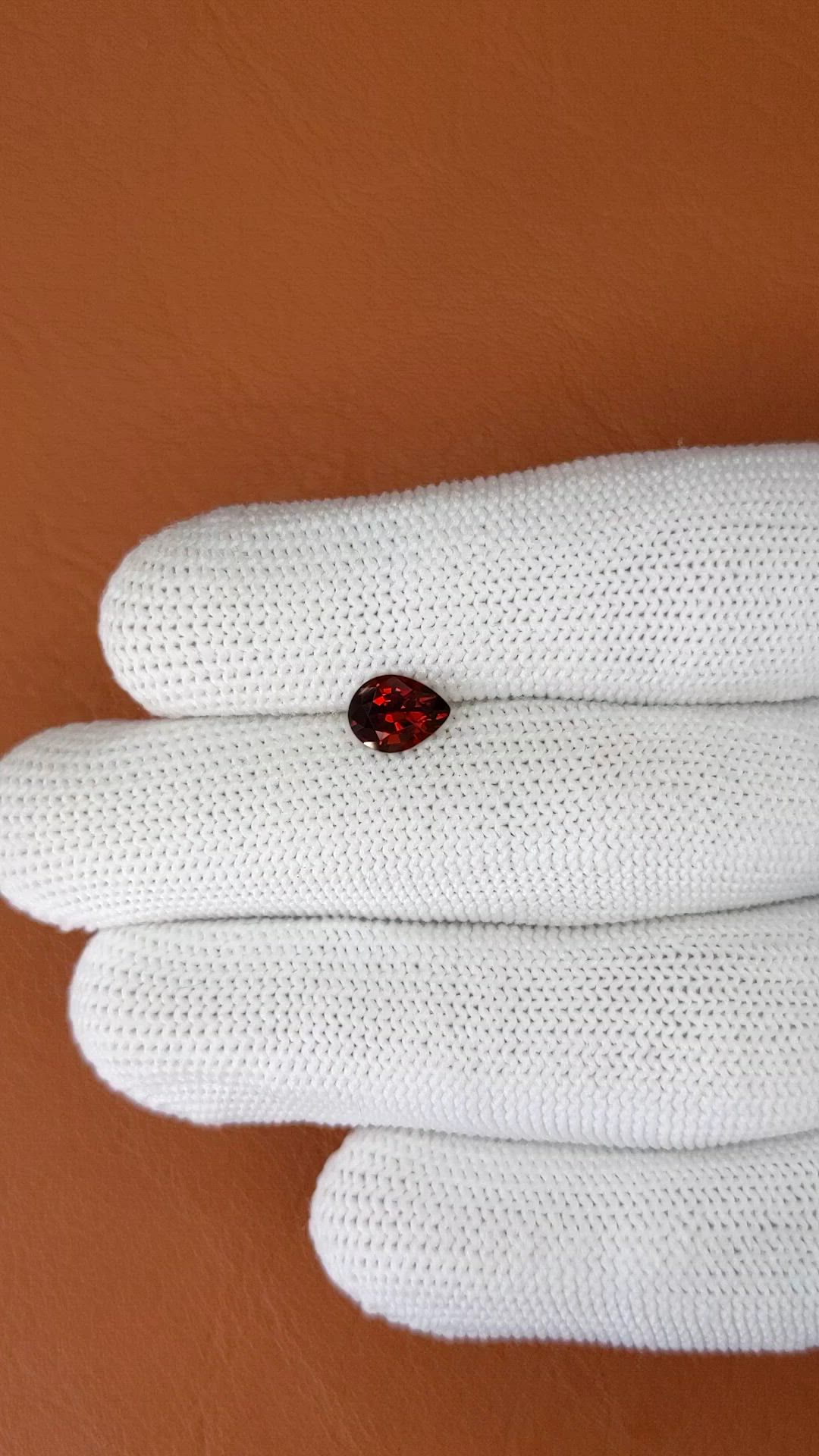 1.11 Ct. Orangish Red Garnet from Ceylon (Sri Lanka) Size Video
