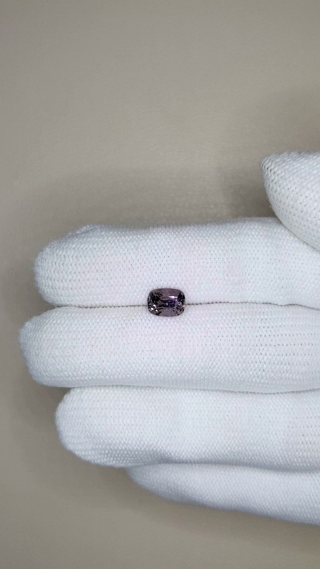1.23 Ct. Purplish Grey Spinel from Burma (Myanmar) Size Video