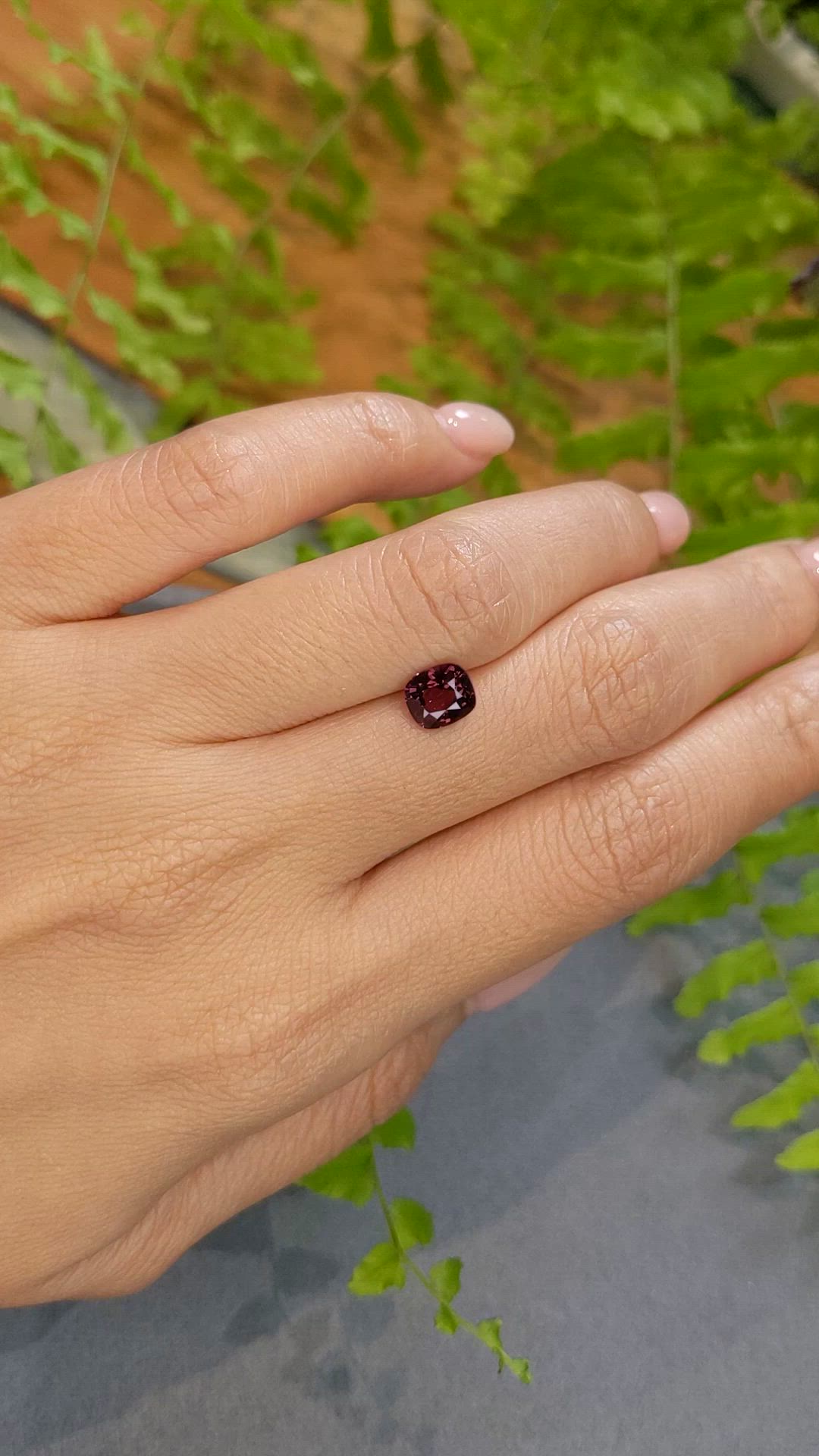 1.28 Ct. Purplish Red Spinel from Burma (Myanmar) Size Video