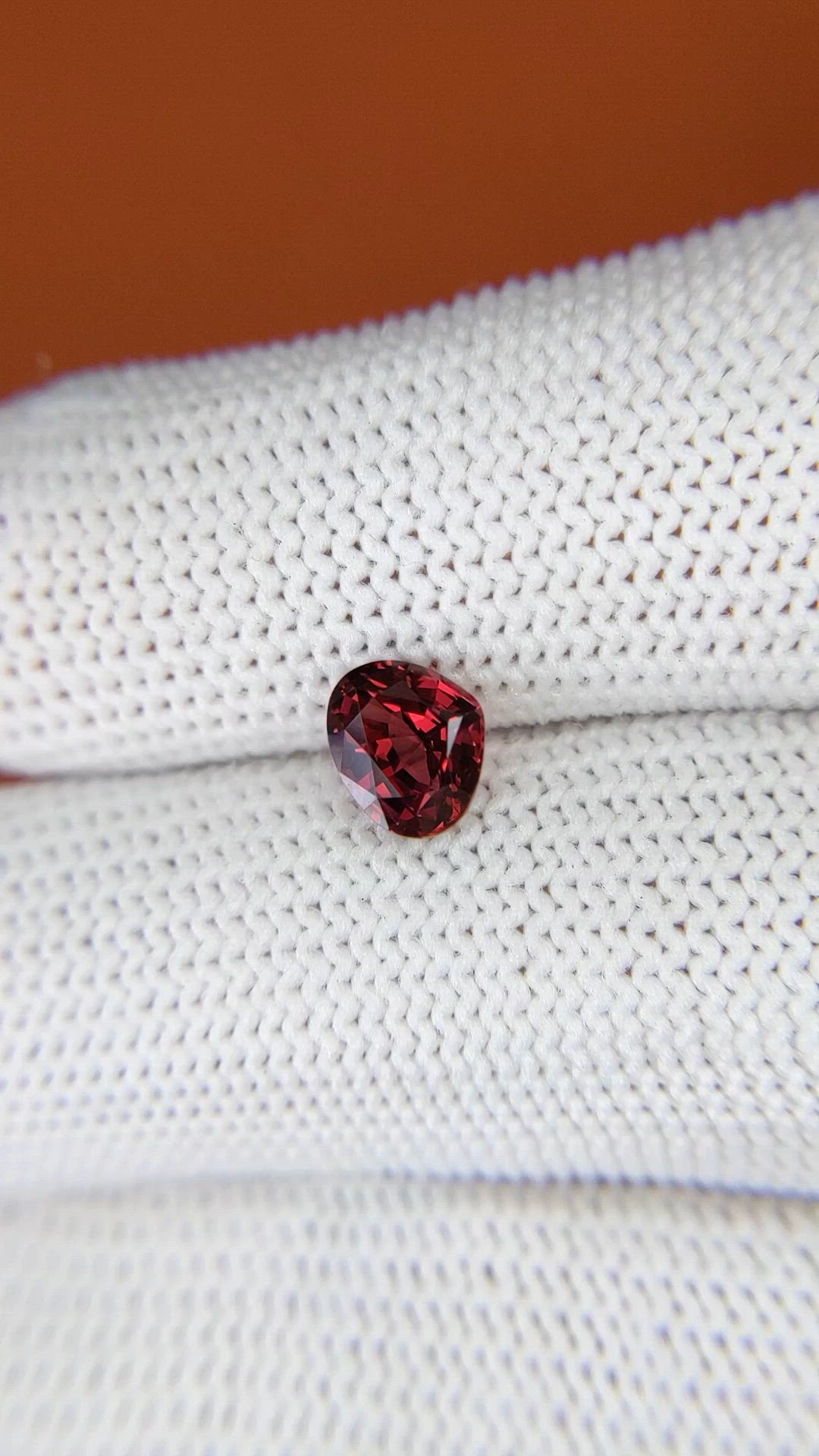 1.19 Ct. Red Rhodolite Garnet from Ceylon (Sri Lanka) Size Video