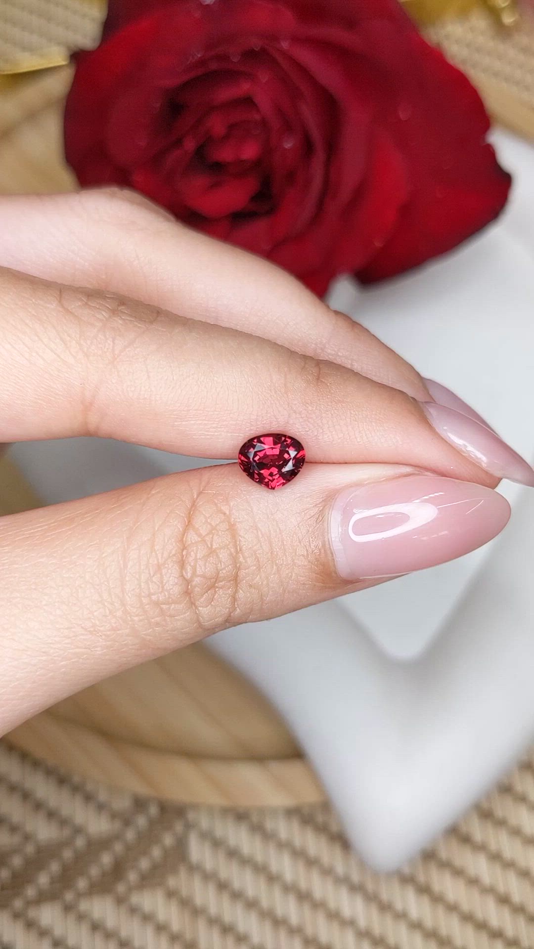 1.19 Ct. Red Rhodolite Garnet from Ceylon (Sri Lanka) Size Video