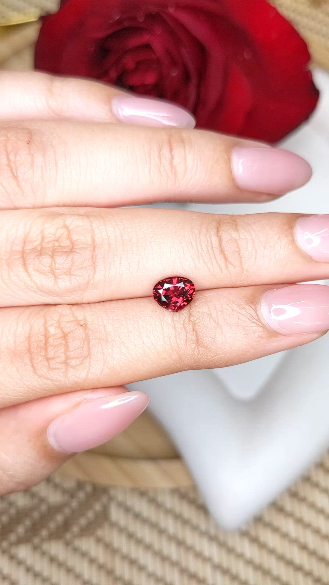 1.19 Ct. Red Rhodolite Garnet from Ceylon (Sri Lanka) Size Video