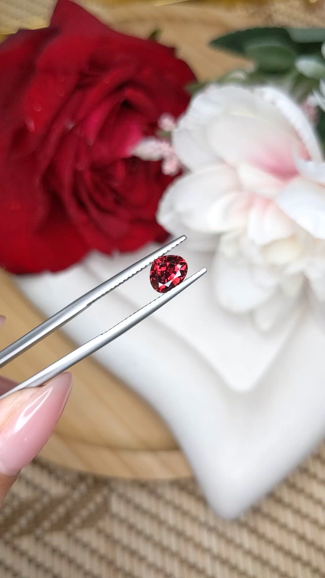 1.19 Ct. Red Rhodolite Garnet from Ceylon (Sri Lanka) Size Video