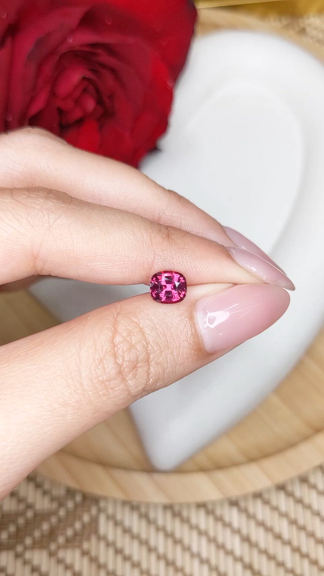 1.24 Ct. Purplish Pink Rhodolite Garnet from Ceylon (Sri Lanka) Size Video