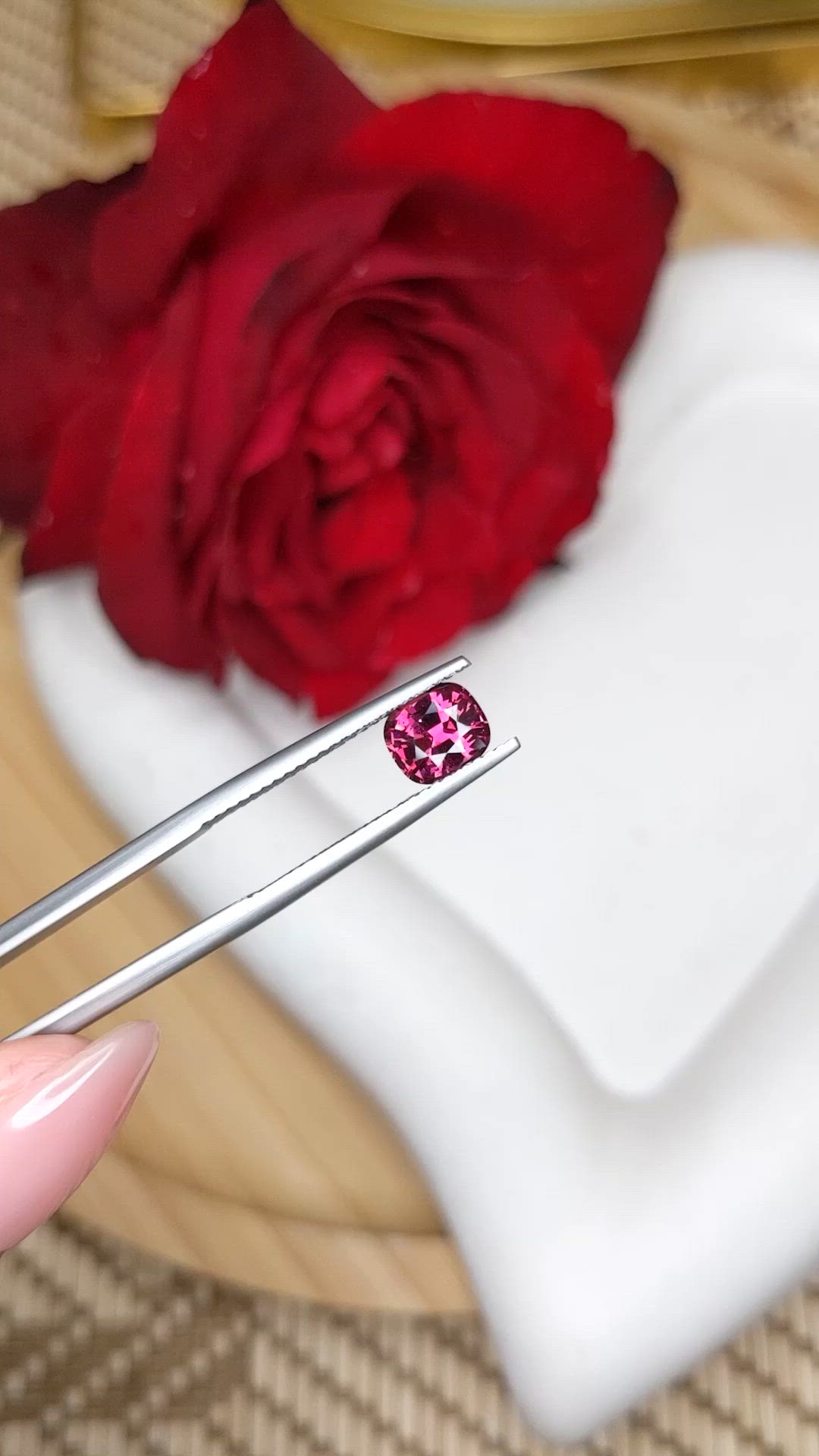 1.24 Ct. Purplish Pink Rhodolite Garnet from Ceylon (Sri Lanka) Size Video