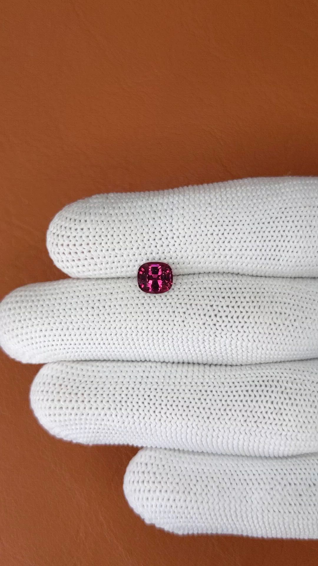 1.24 Ct. Purplish Pink Rhodolite Garnet from Ceylon (Sri Lanka) Size Video