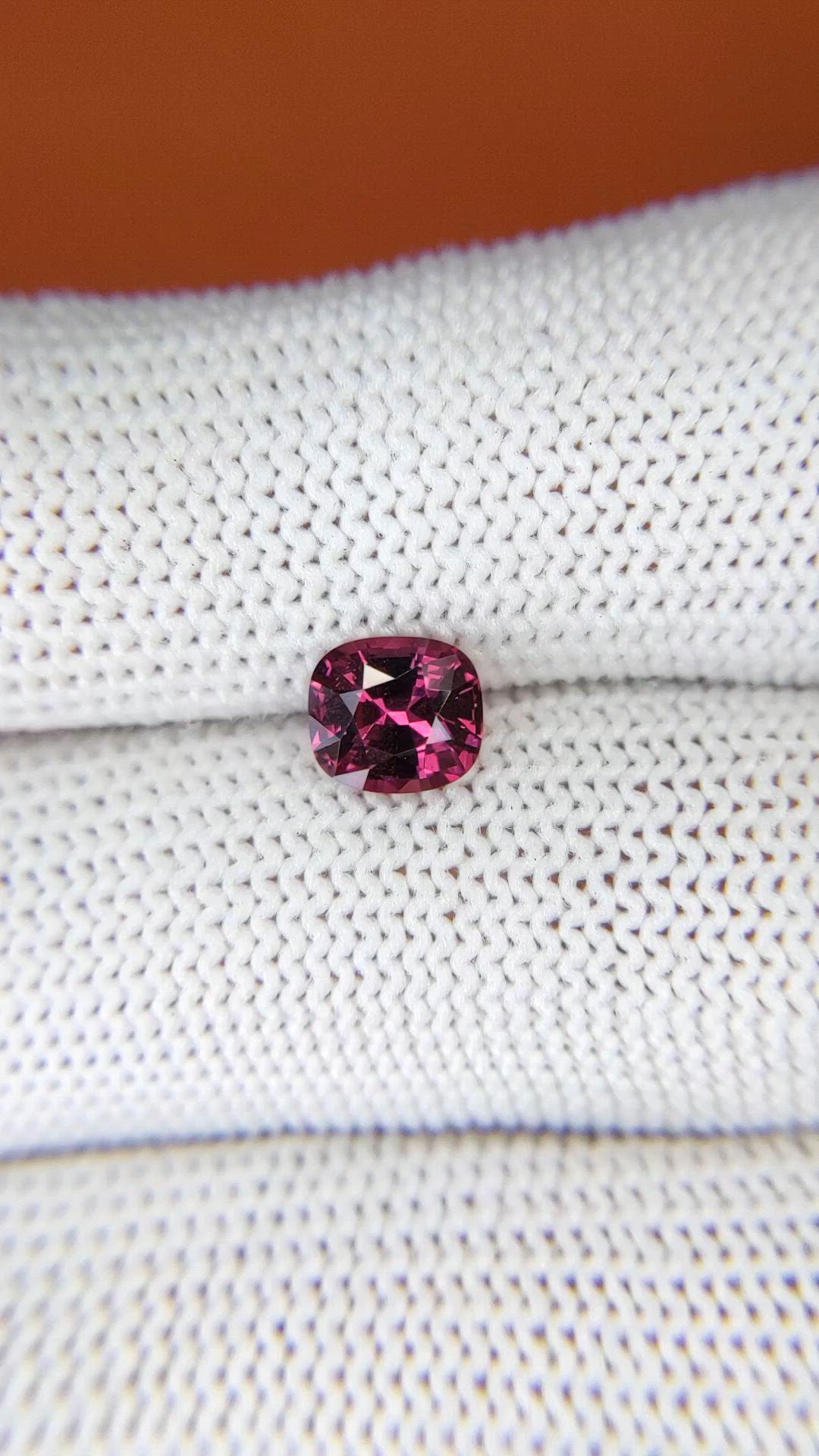 1.24 Ct. Purplish Pink Rhodolite Garnet from Ceylon (Sri Lanka) Size Video