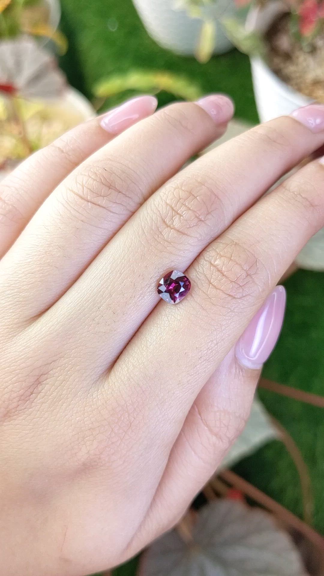 1.24 Ct. Purplish Pink Rhodolite Garnet from Ceylon (Sri Lanka) Size Video