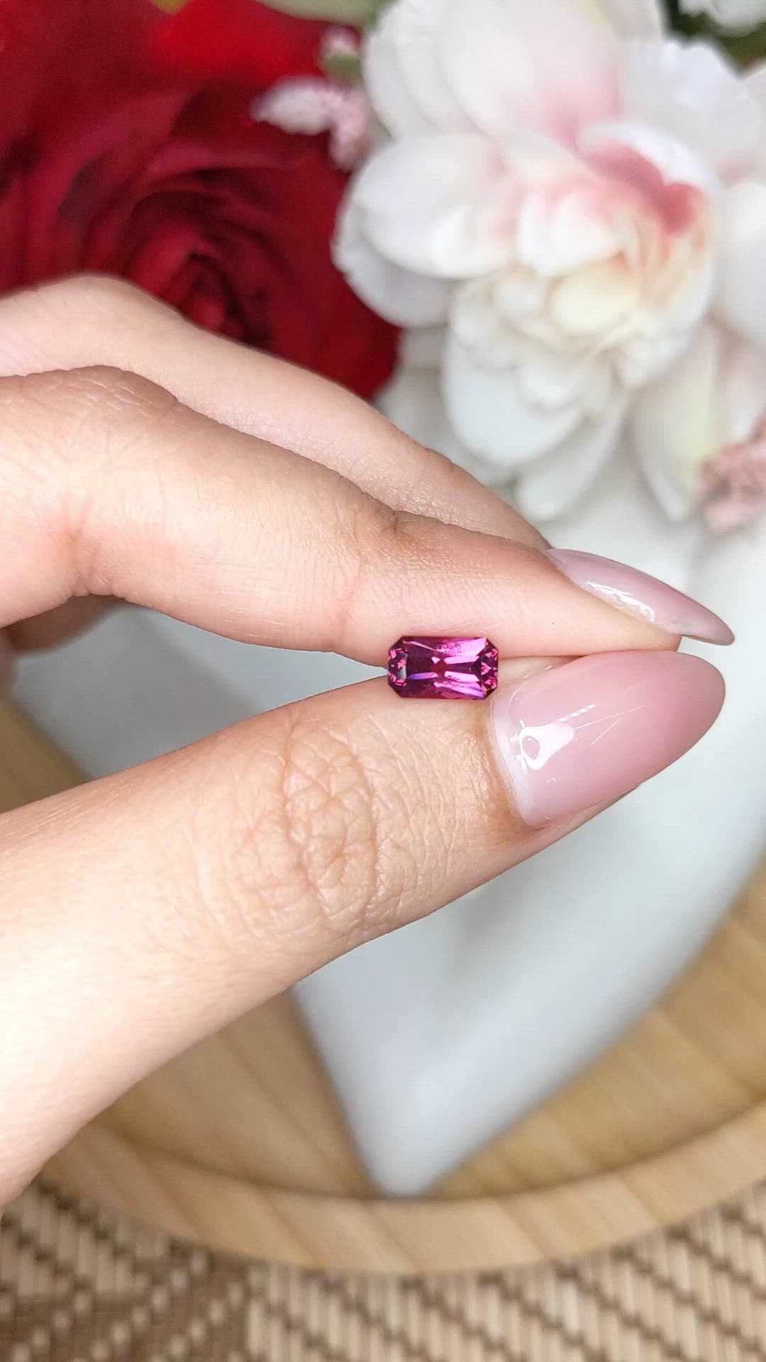 1.04 Ct. Pinkish Purple Rhodolite Garnet from Ceylon (Sri Lanka) Size Video