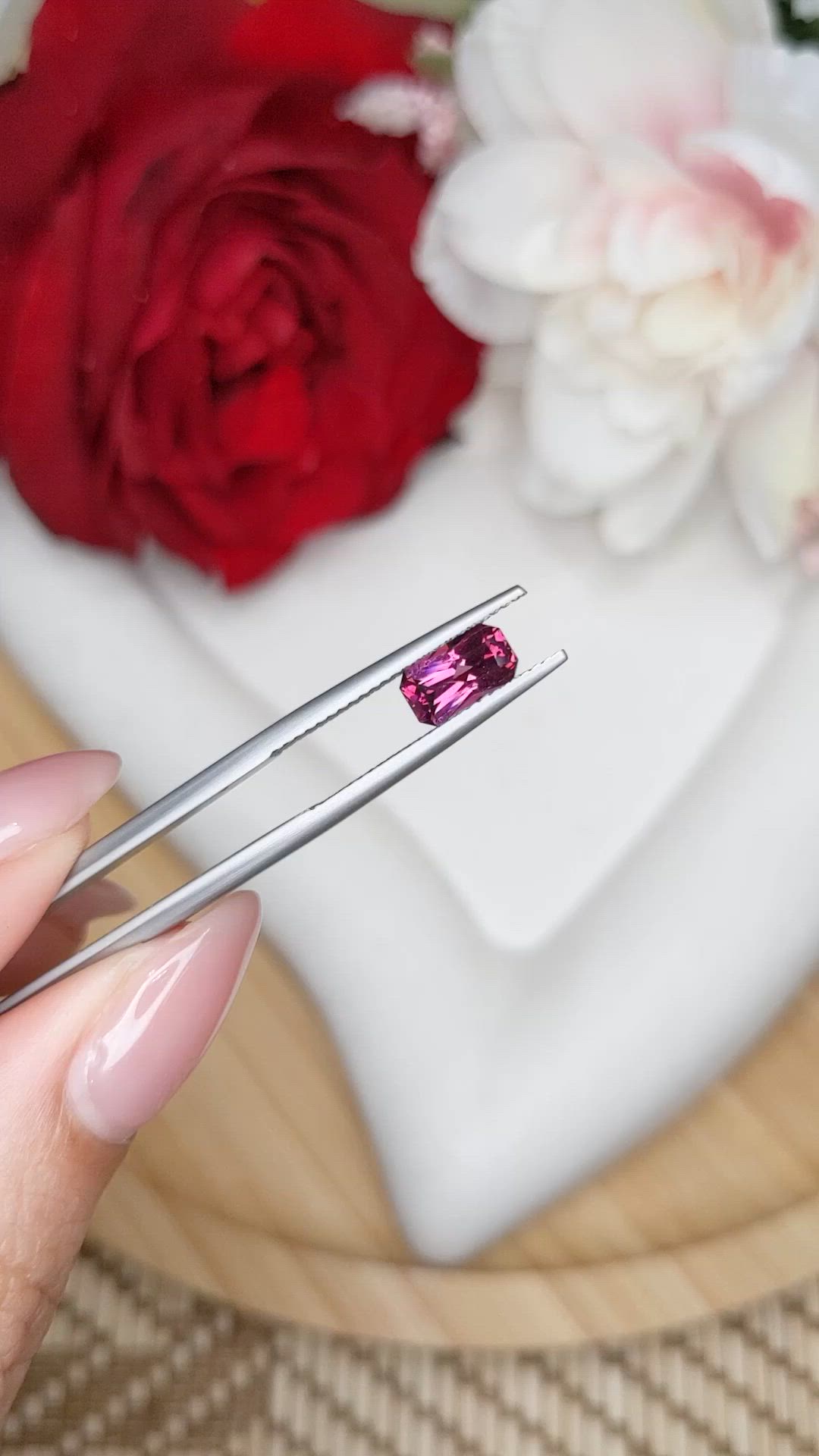 1.04 Ct. Pinkish Purple Rhodolite Garnet from Ceylon (Sri Lanka) Size Video