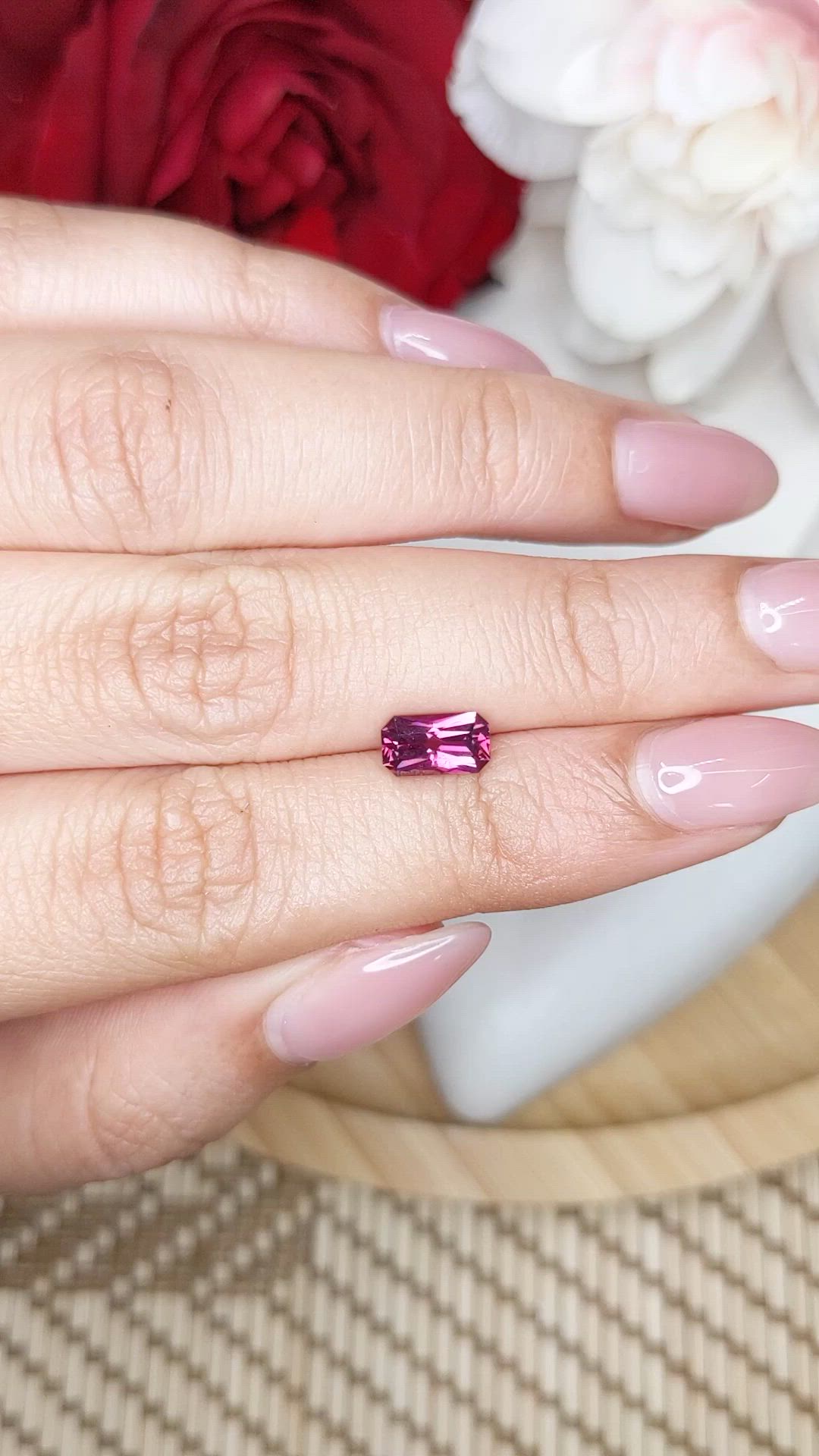 1.04 Ct. Pinkish Purple Rhodolite Garnet from Ceylon (Sri Lanka) Size Video