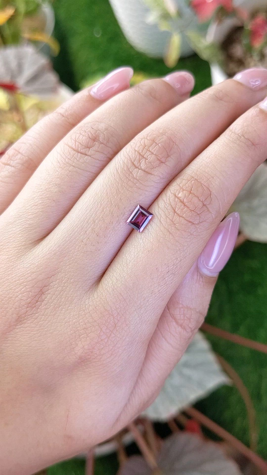 0.67 Ct. Purplish Pink Rhodolite Garnet from Ceylon (Sri Lanka) Size Video