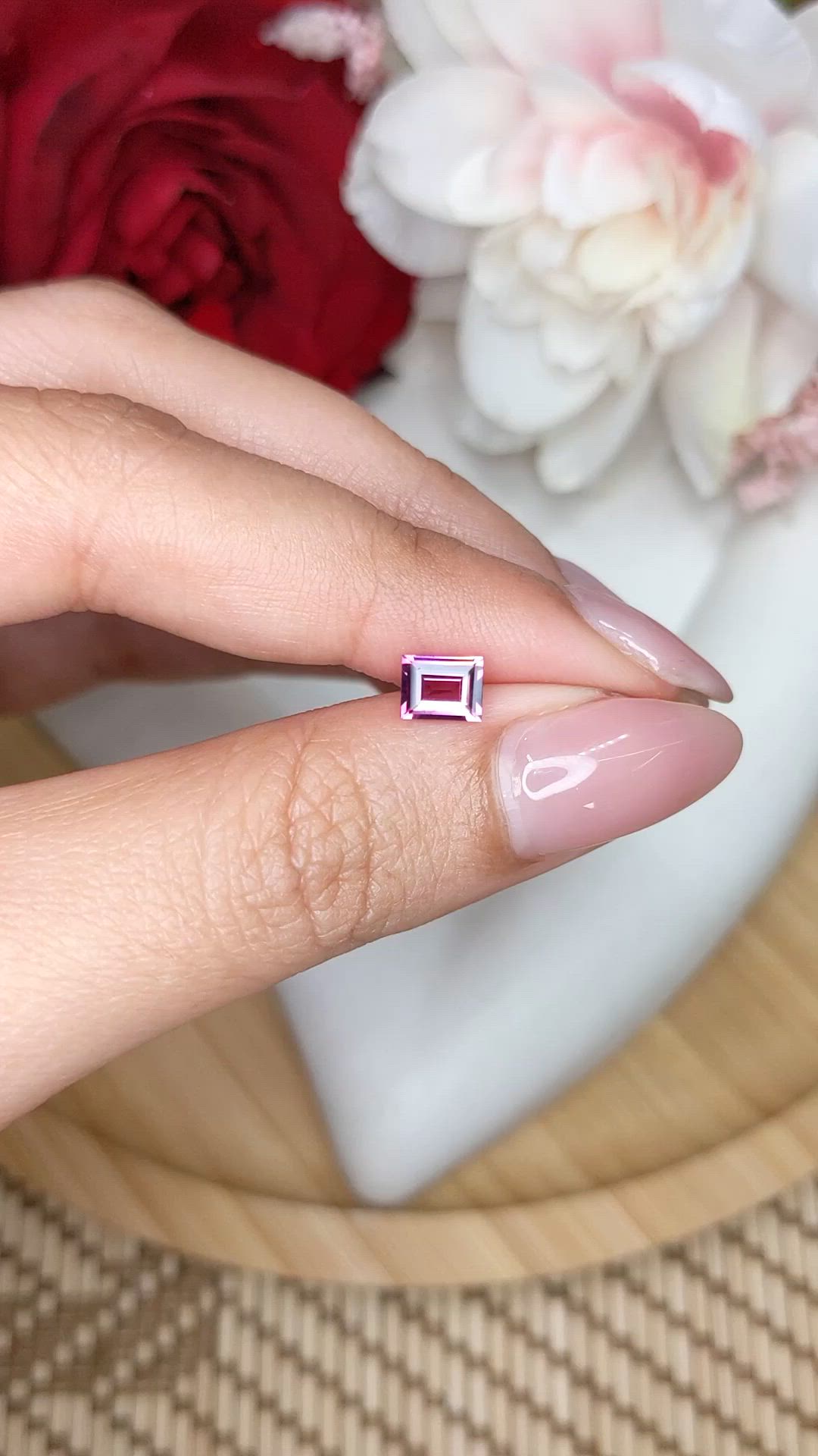 0.67 Ct. Purplish Pink Rhodolite Garnet from Ceylon (Sri Lanka) Size Video