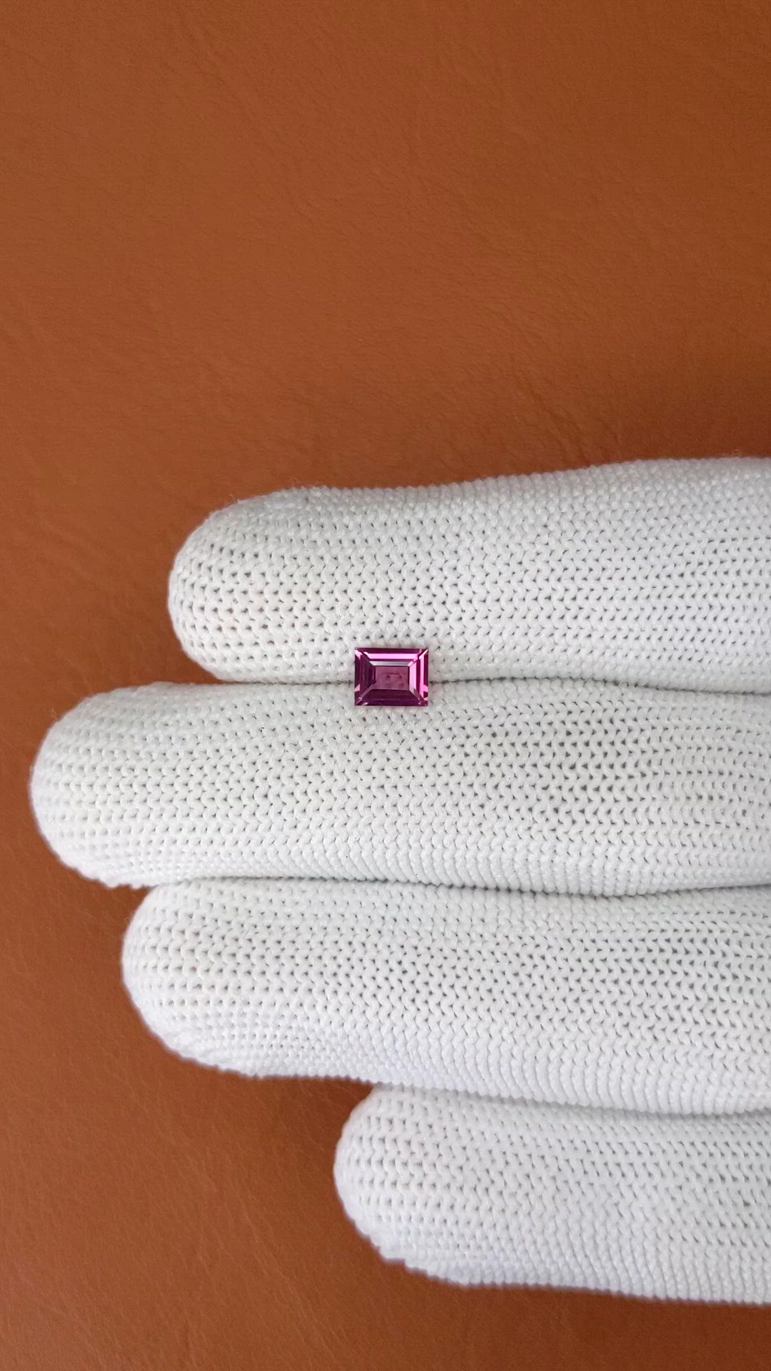 0.67 Ct. Purplish Pink Rhodolite Garnet from Ceylon (Sri Lanka) Size Video