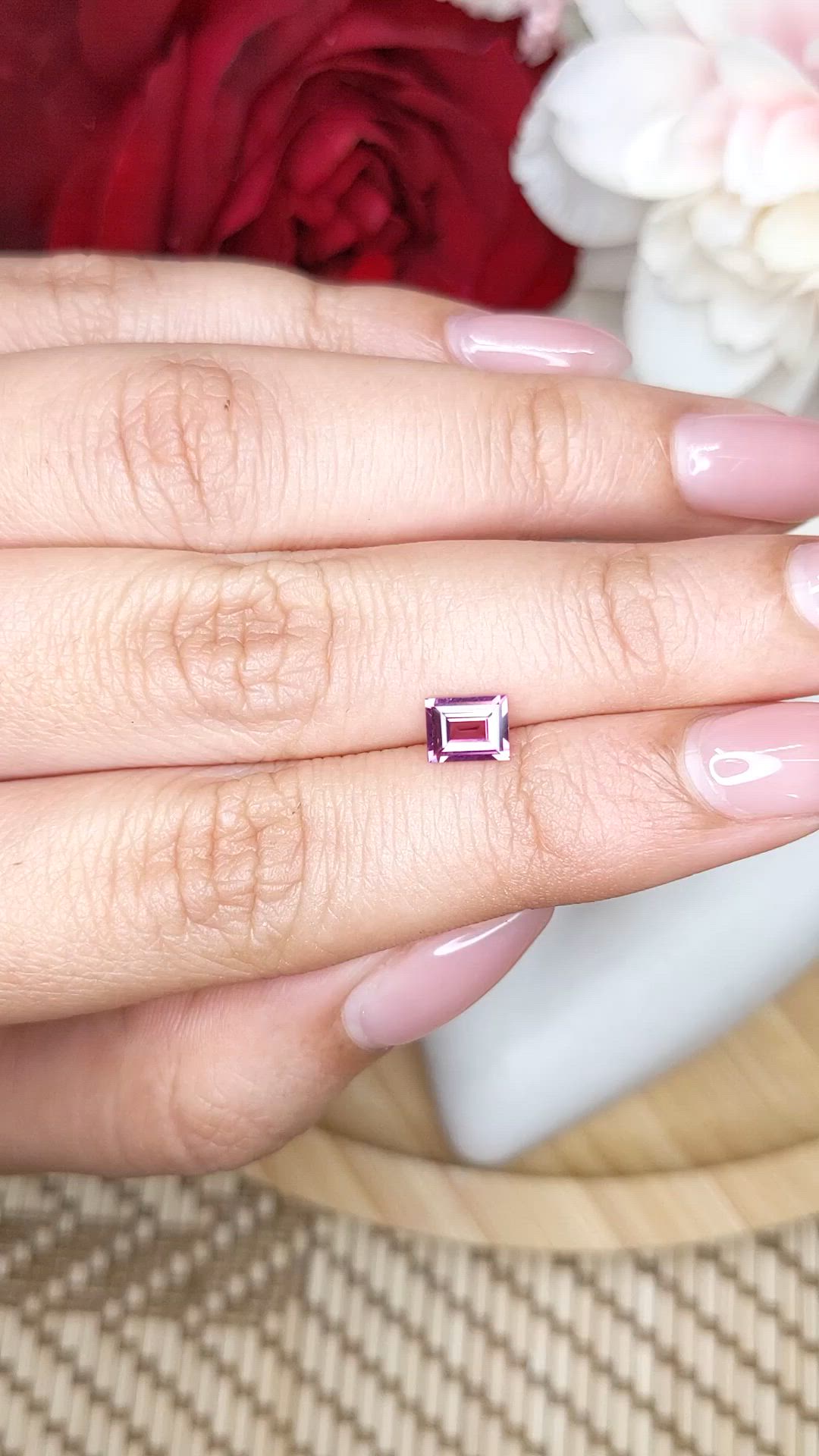 0.67 Ct. Purplish Pink Rhodolite Garnet from Ceylon (Sri Lanka) Size Video