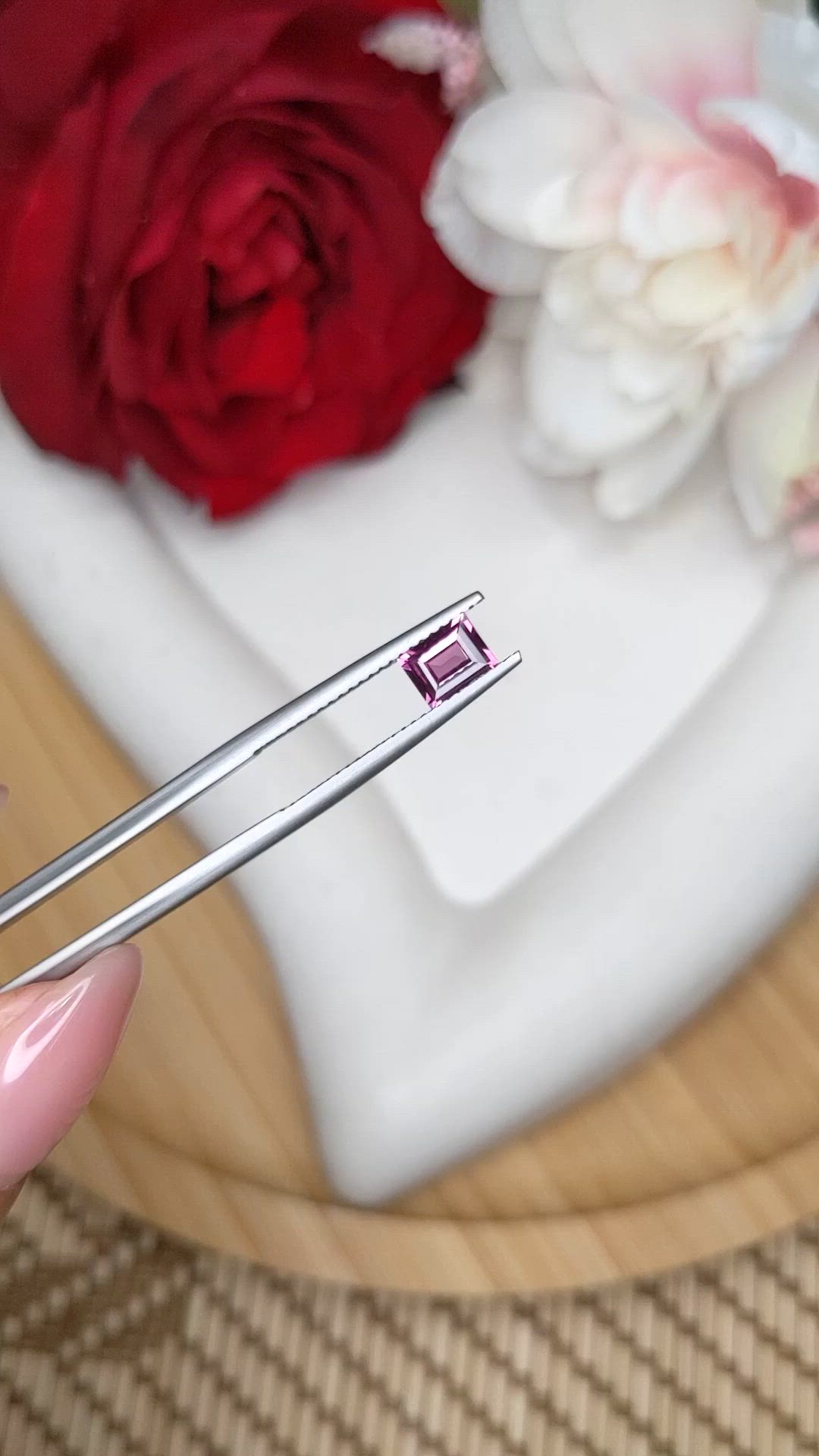 0.67 Ct. Purplish Pink Rhodolite Garnet from Ceylon (Sri Lanka) Size Video