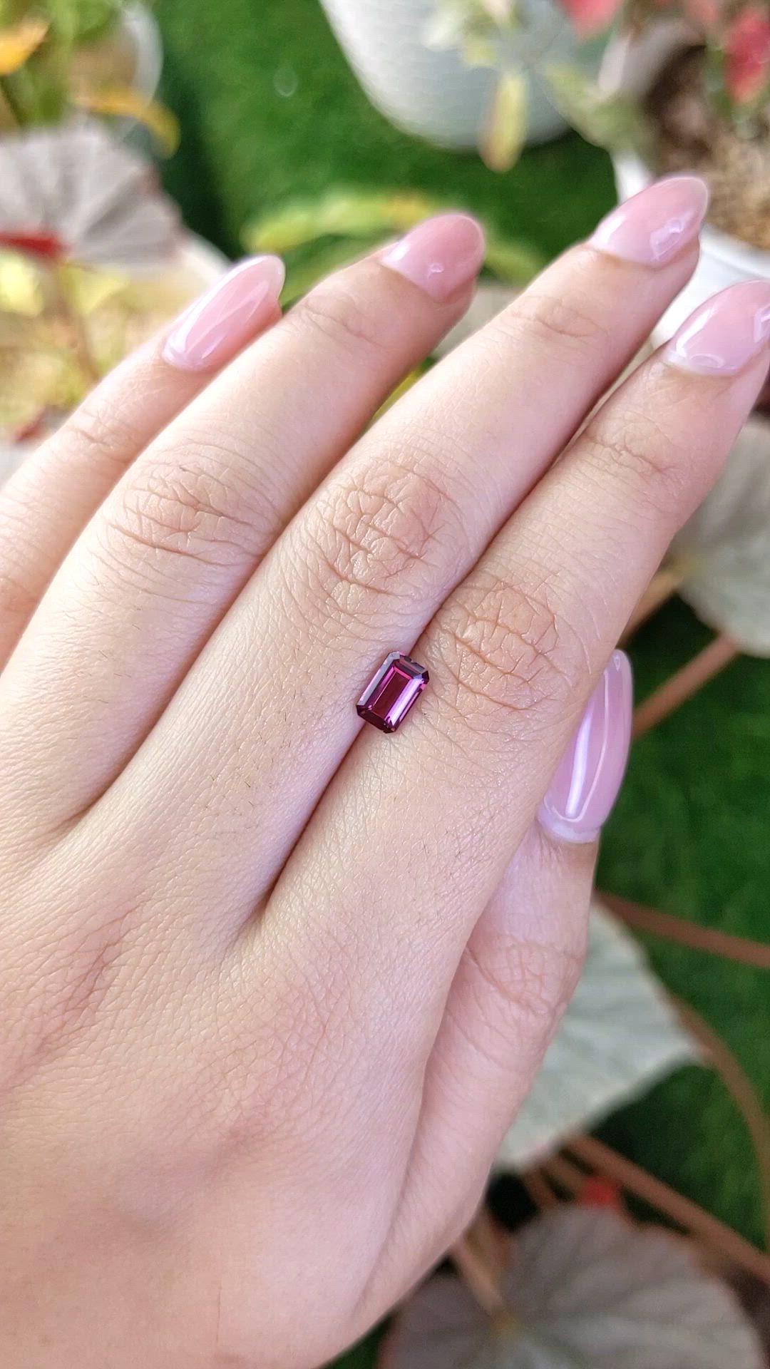 0.85 Ct. Purplish Pink Rhodolite Garnet from Ceylon (Sri Lanka) Size Video