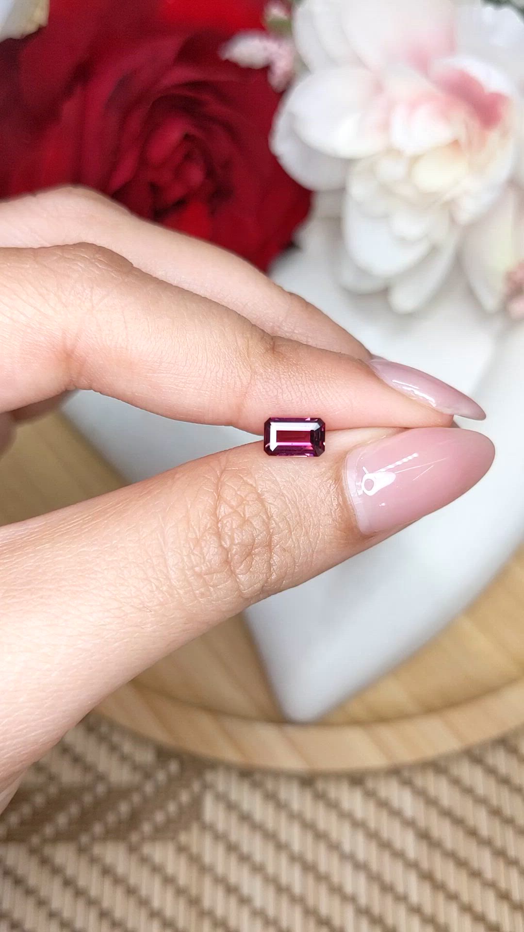 0.85 Ct. Purplish Pink Rhodolite Garnet from Ceylon (Sri Lanka) Size Video