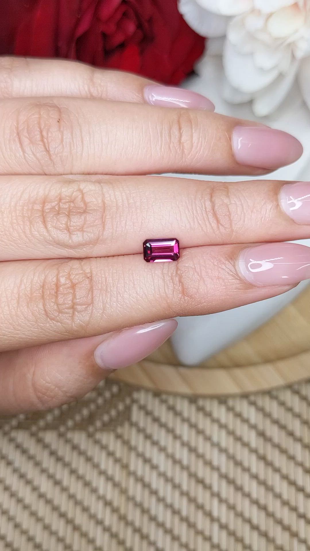 0.85 Ct. Purplish Pink Rhodolite Garnet from Ceylon (Sri Lanka) Size Video
