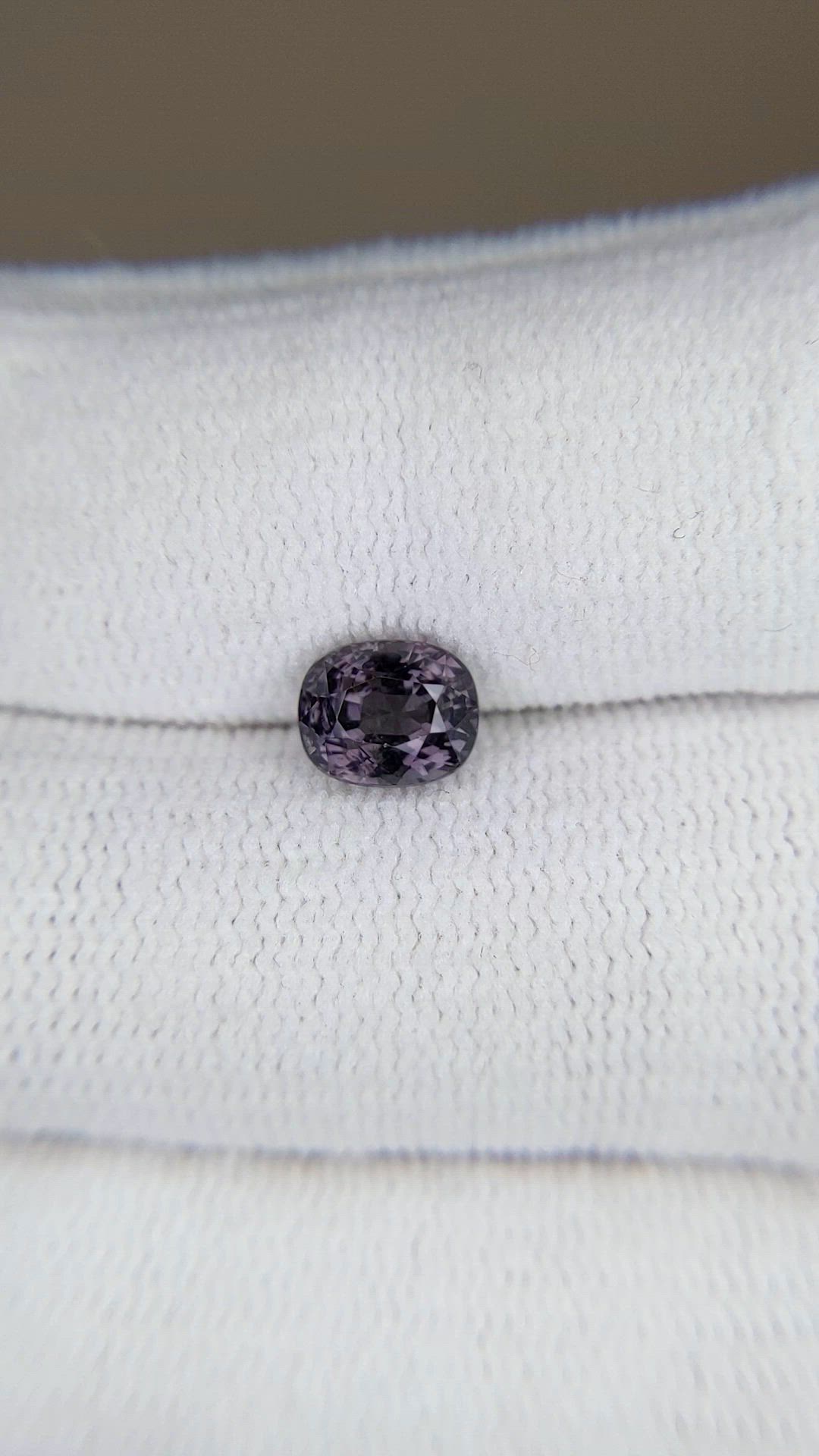 1.38 Ct. Purplish Grey Spinel from Burma (Myanmar) Size Video