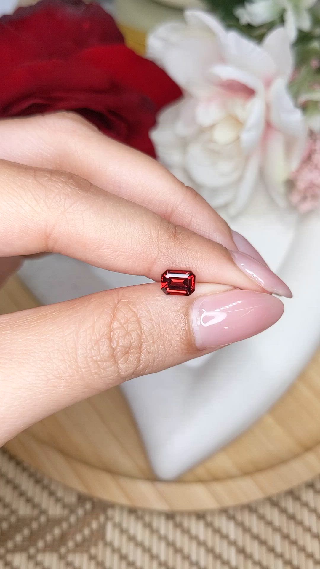 0.98 Ct. Reddish Orange Hessonite Garnet from Madagascar Size Video