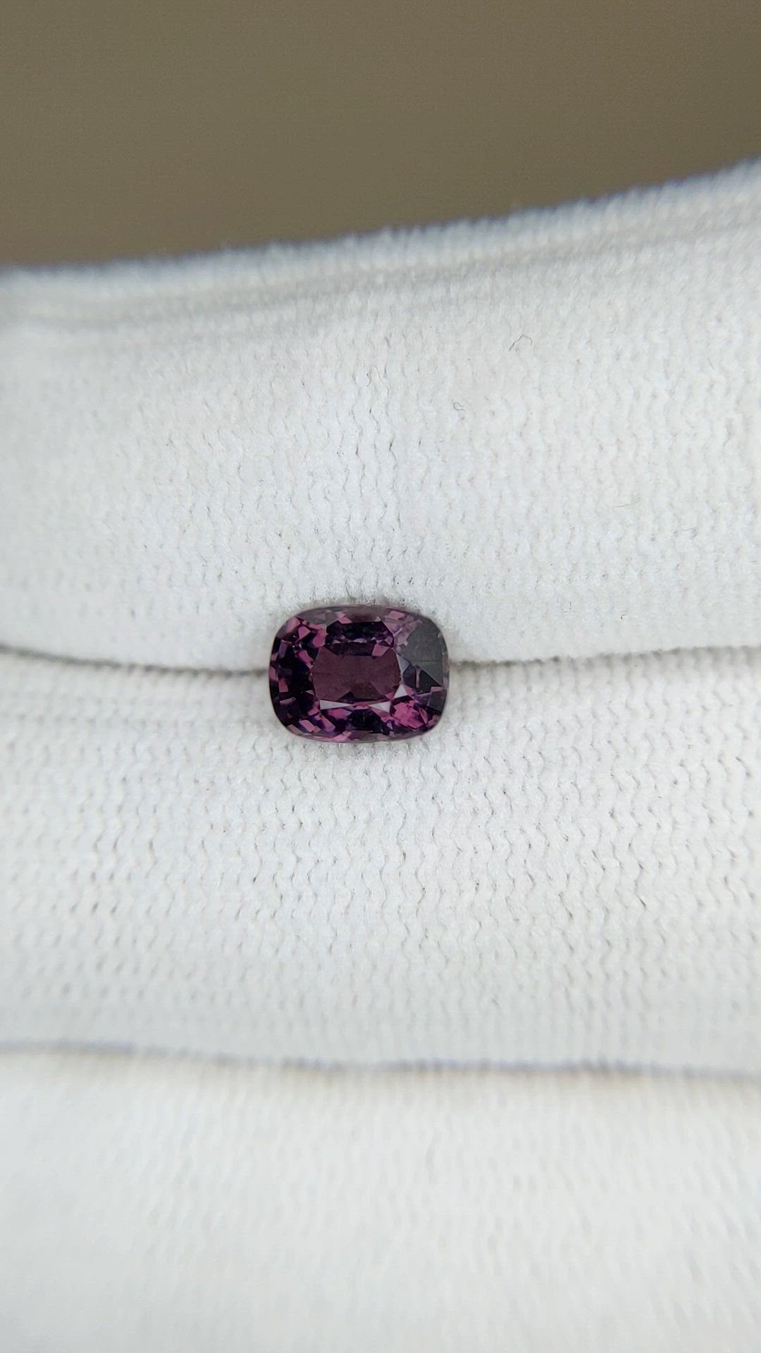 1.30 Ct. Pinkish Purple Spinel from Burma (Myanmar) Size Video