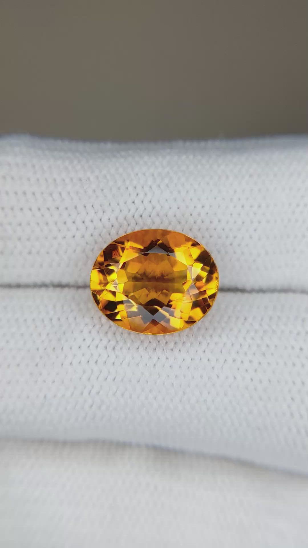 4.45 Ct. Yellowish Orange Citrine from Brazil Size Video