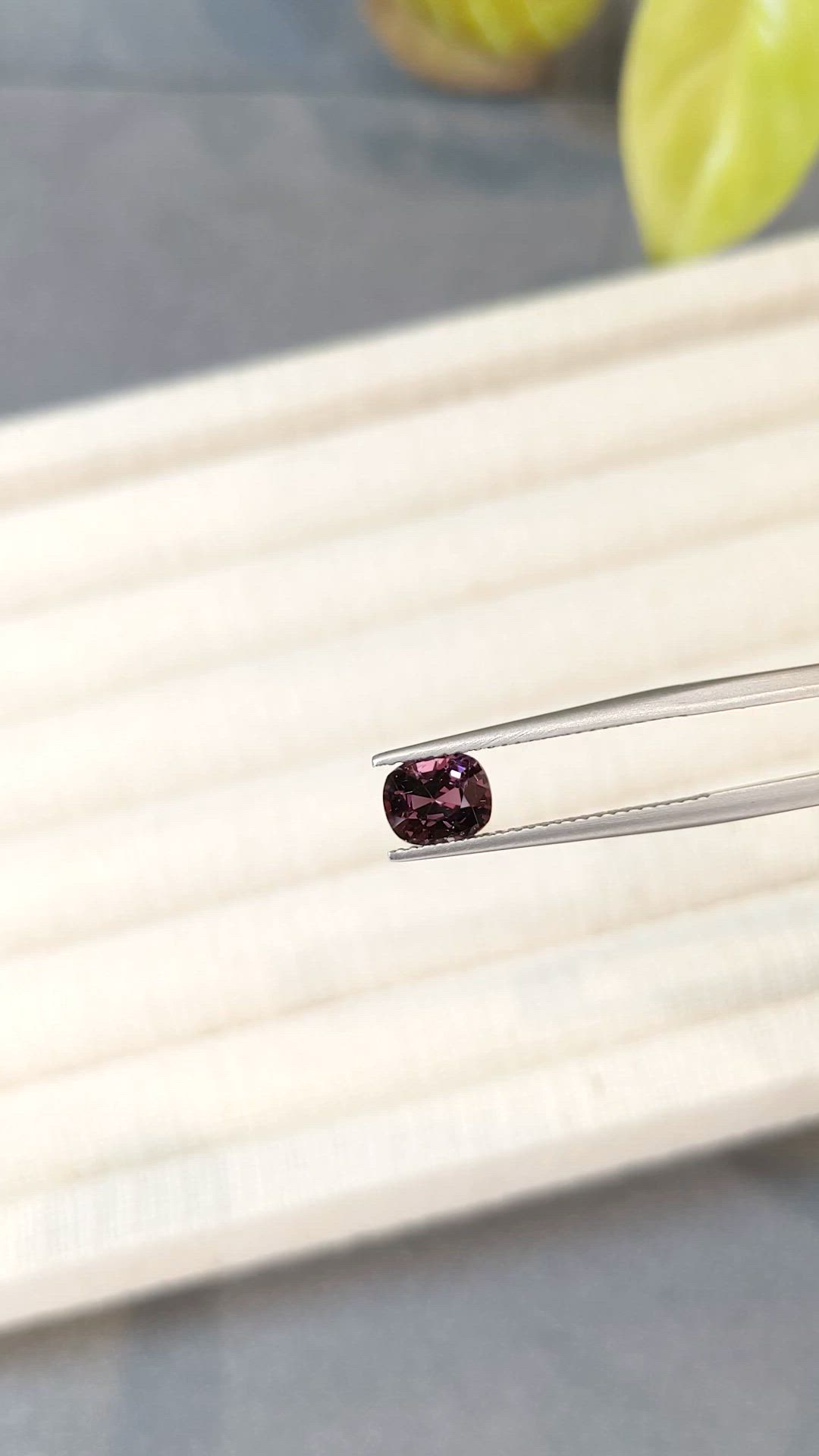 1.33 Ct. Pinkish Purple Spinel from Burma (Myanmar) Size Video