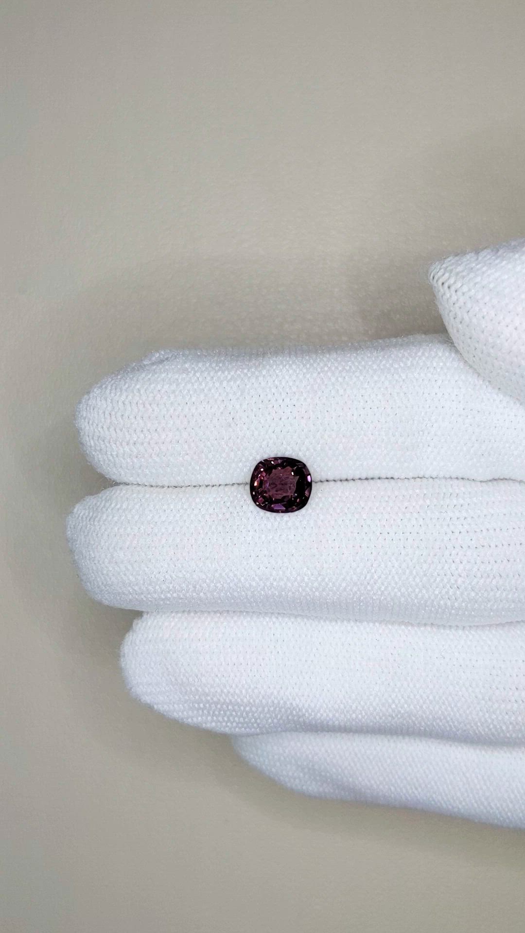 1.28 Ct. Pinkish Purple Spinel from Burma (Myanmar) Size Video