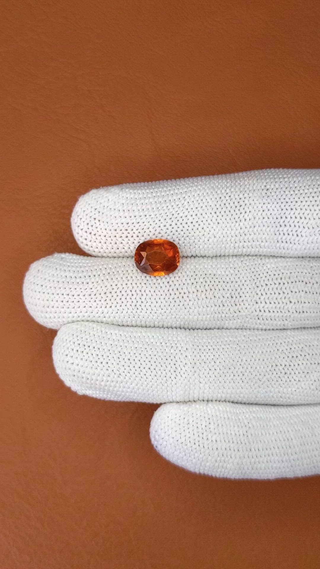3.17 Ct. Orange Hessonite Garnet from Madagascar Size Video