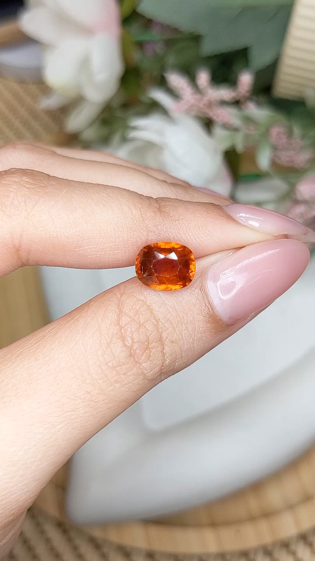 3.17 Ct. Orange Hessonite Garnet from Madagascar Size Video