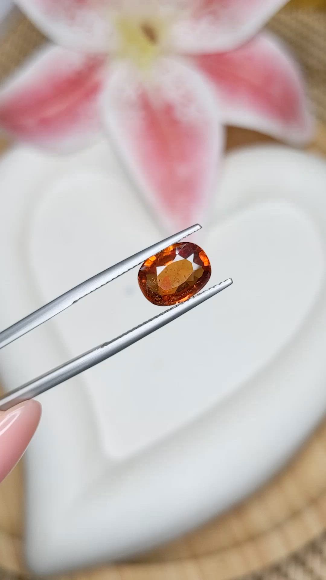 2.77 Ct. Orange Hessonite Garnet from Madagascar Size Video