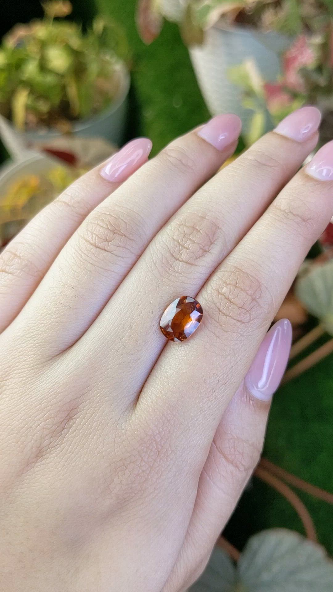 2.77 Ct. Orange Hessonite Garnet from Madagascar Size Video