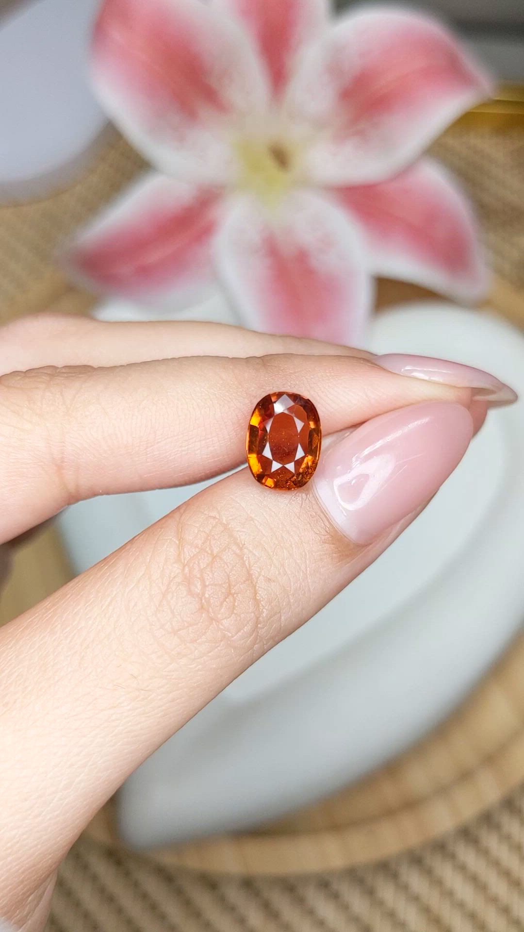 2.77 Ct. Orange Hessonite Garnet from Madagascar Size Video