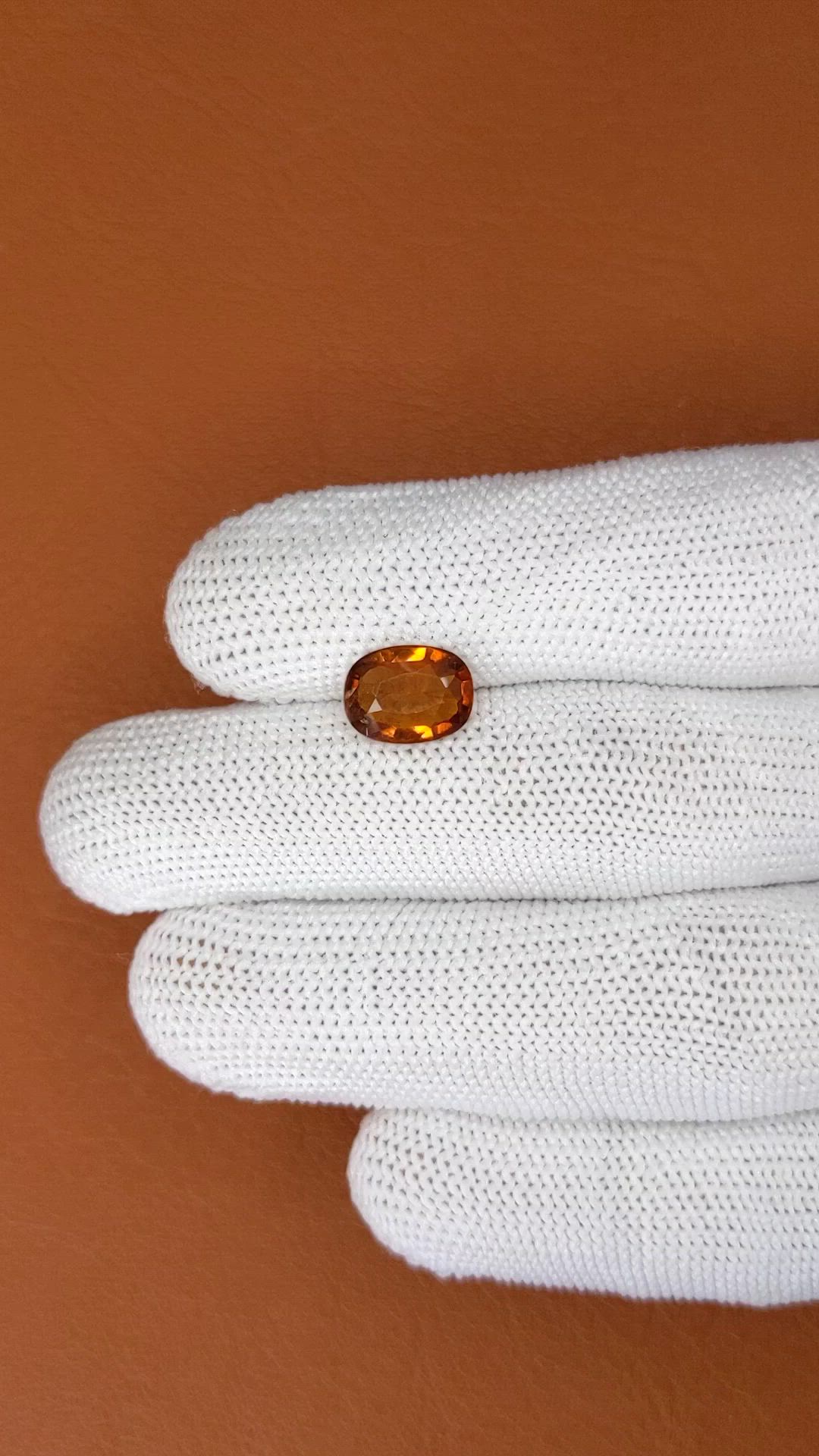 2.77 Ct. Orange Hessonite Garnet from Madagascar Size Video