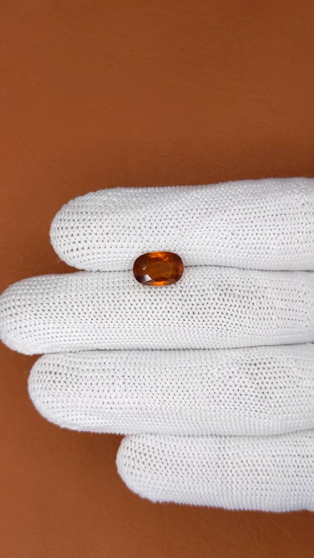 2.68 Ct. Orange Hessonite Garnet from Madagascar Size Video
